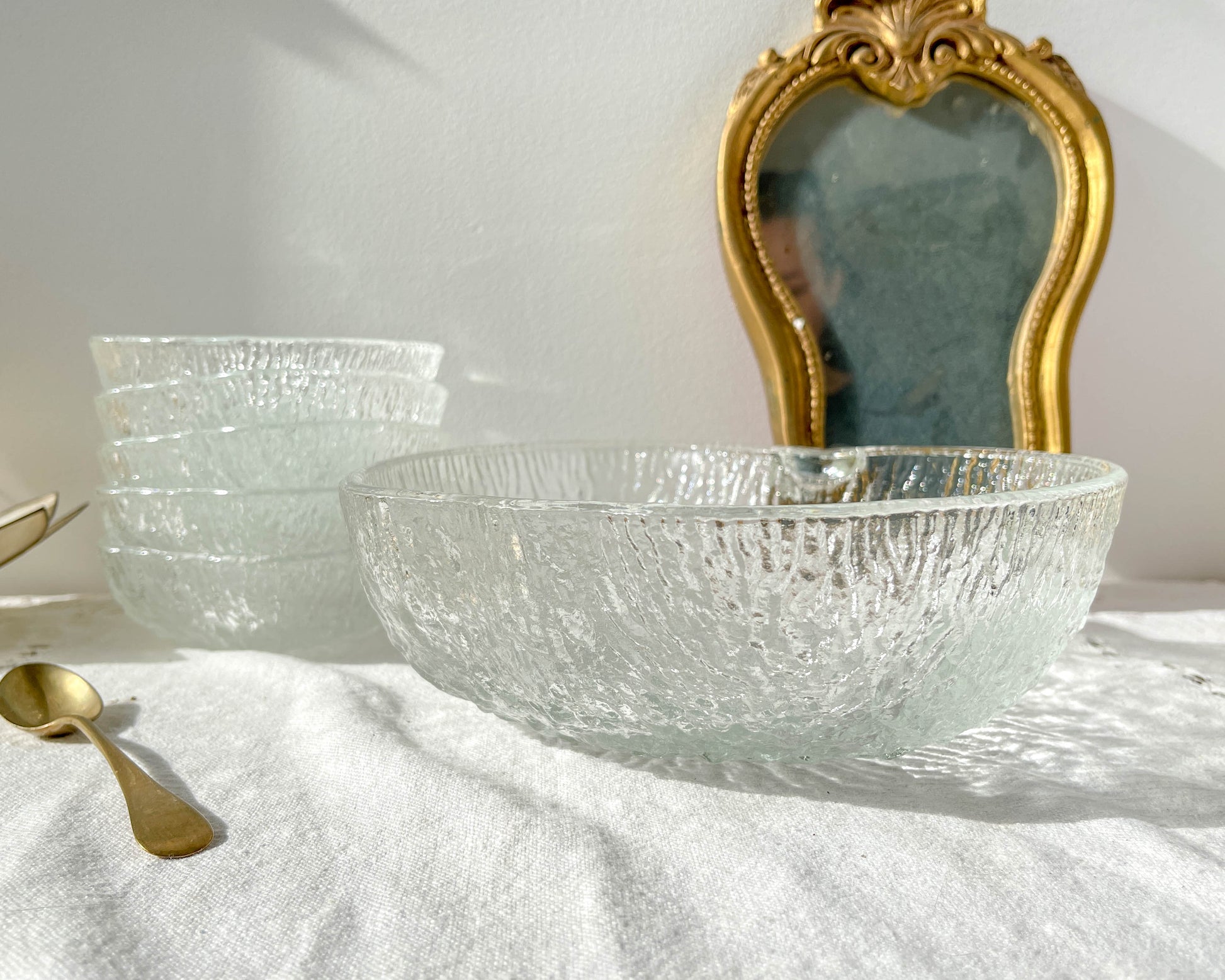 Service à dessert en verre vintage pomme – 1 saladier + 5 coupelles