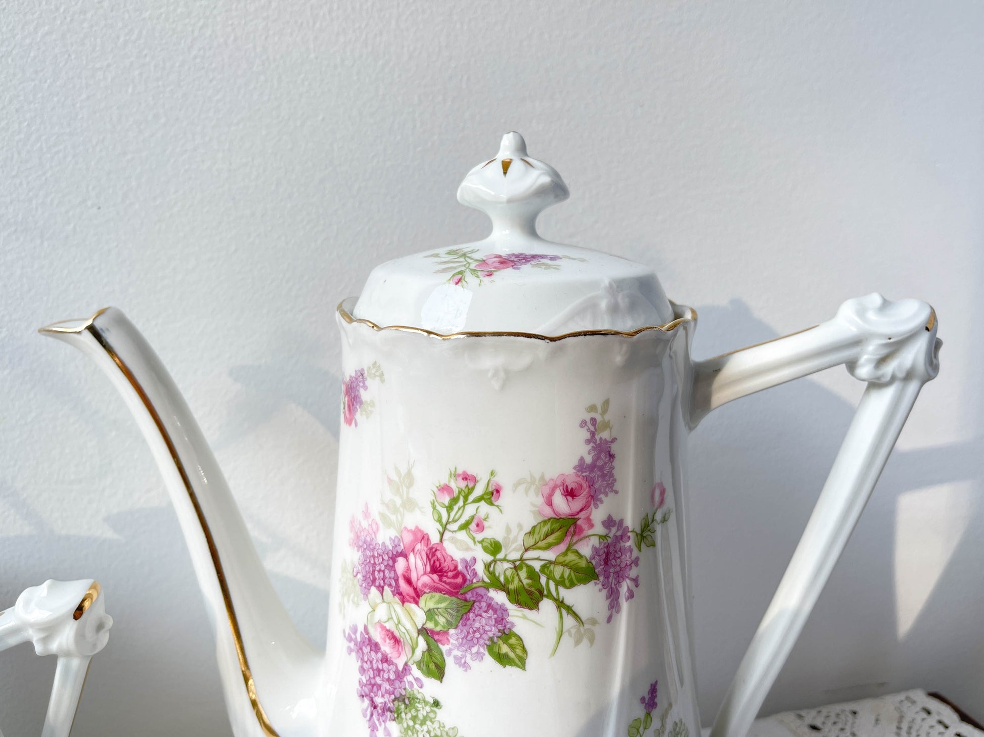Service à thé café 5 personnes en porcelaine vintage LIMOGES B&C motif fleuri France