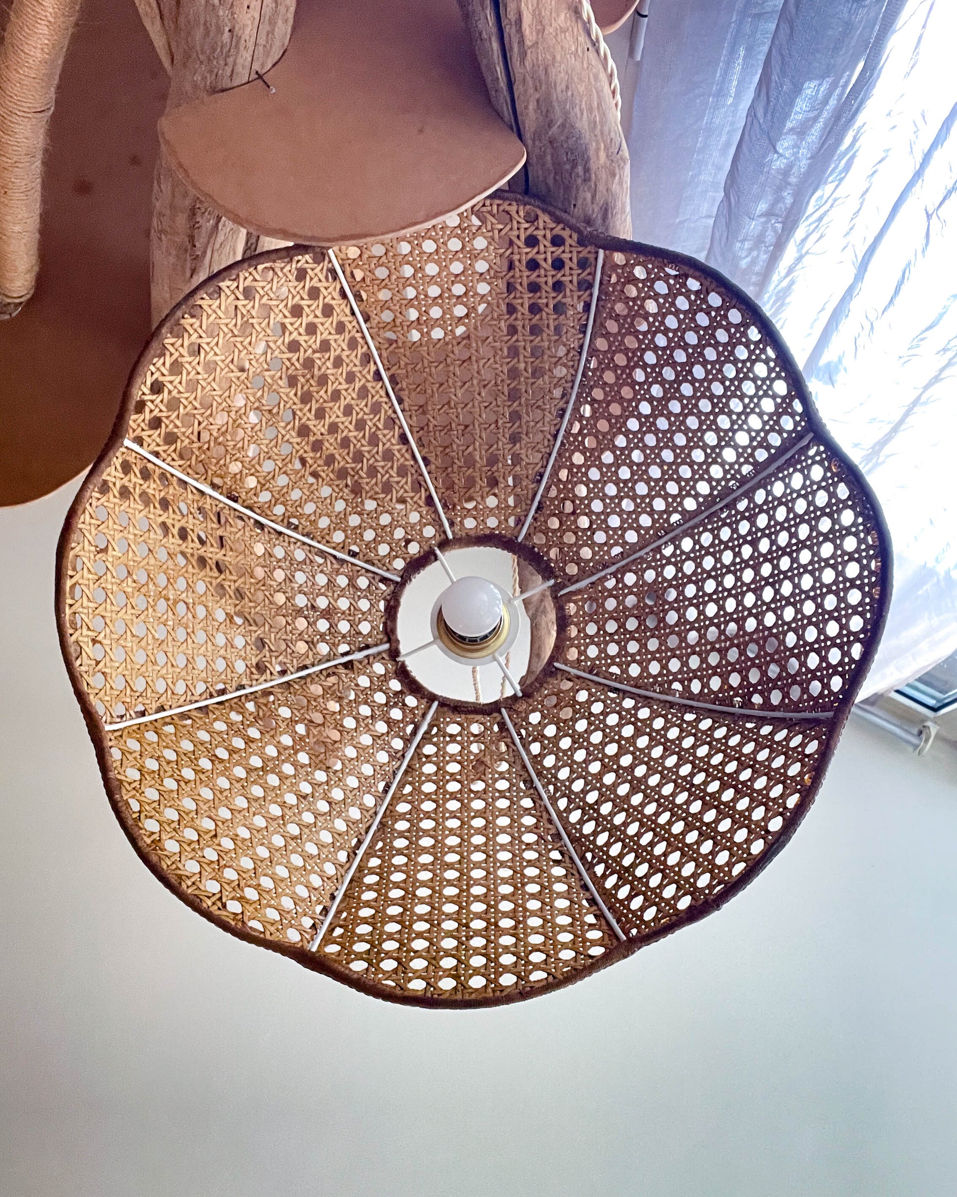 Suspension vintage effet cannage 1970 - Abat-jour cannage