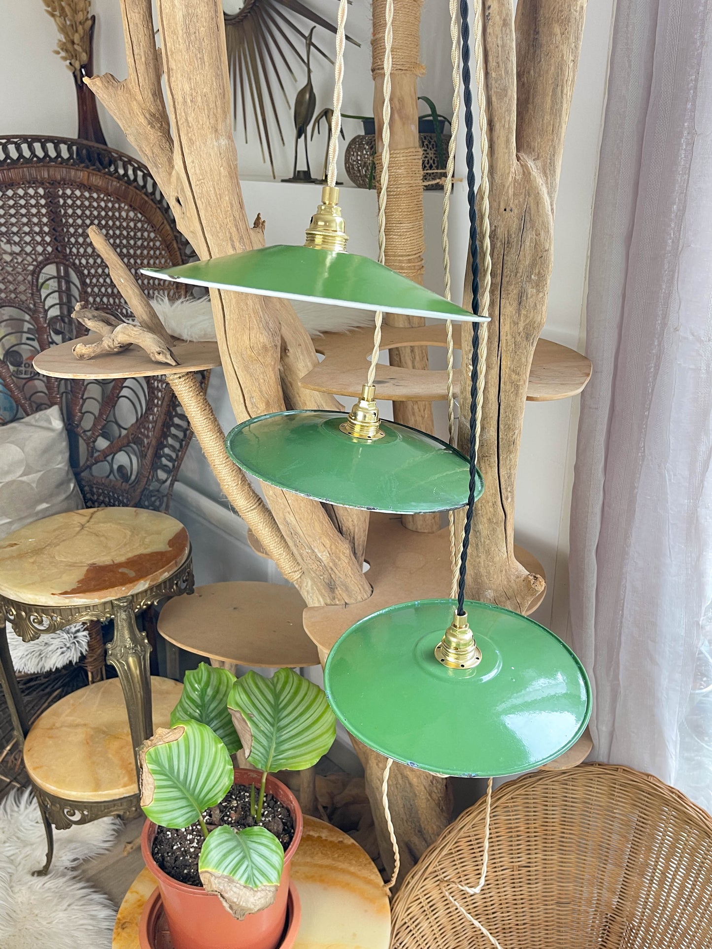 Baladeuse abat-jour vintage en tôle émaillée verte personnalisable