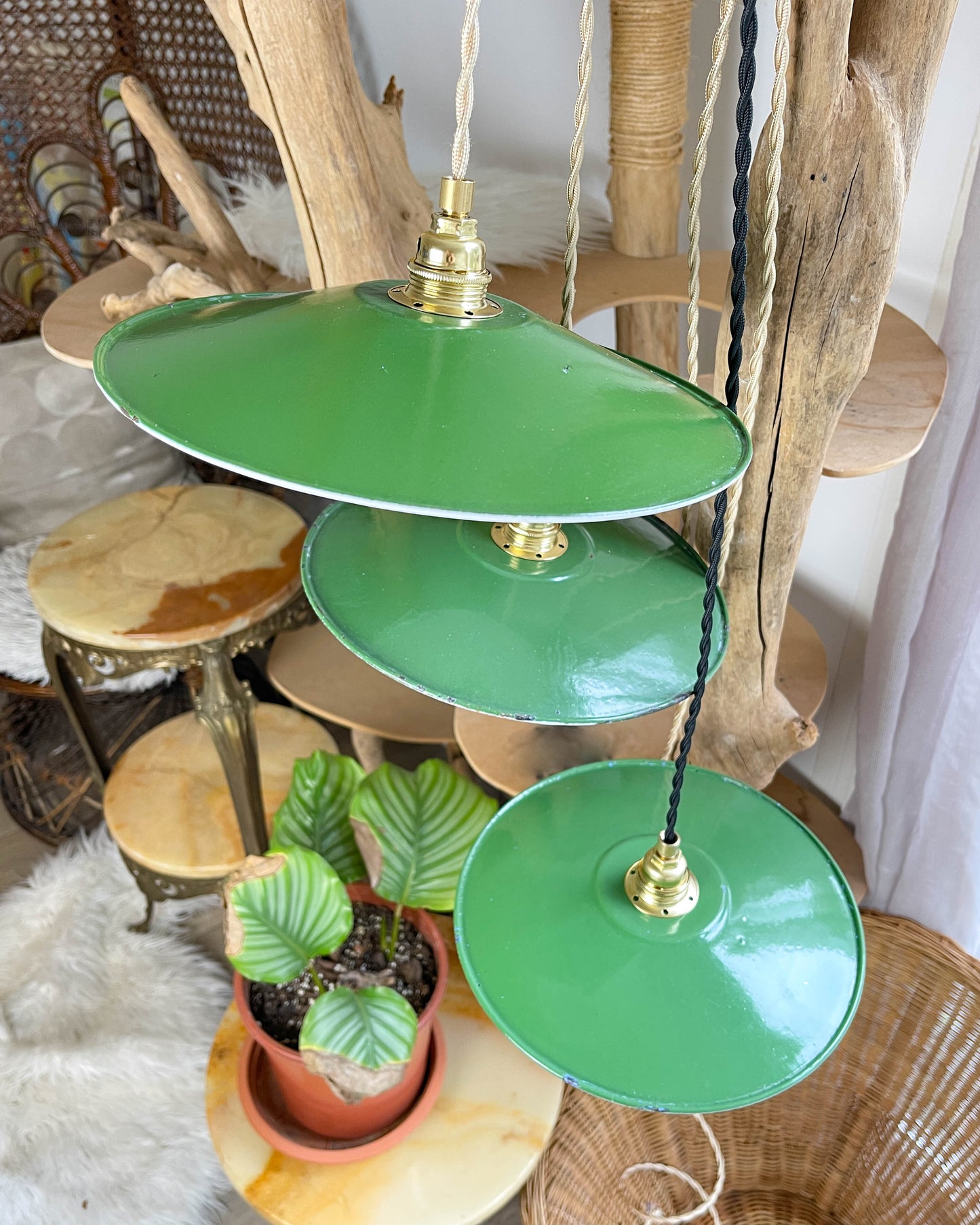 Baladeuse abat-jour vintage en tôle émaillée verte personnalisable