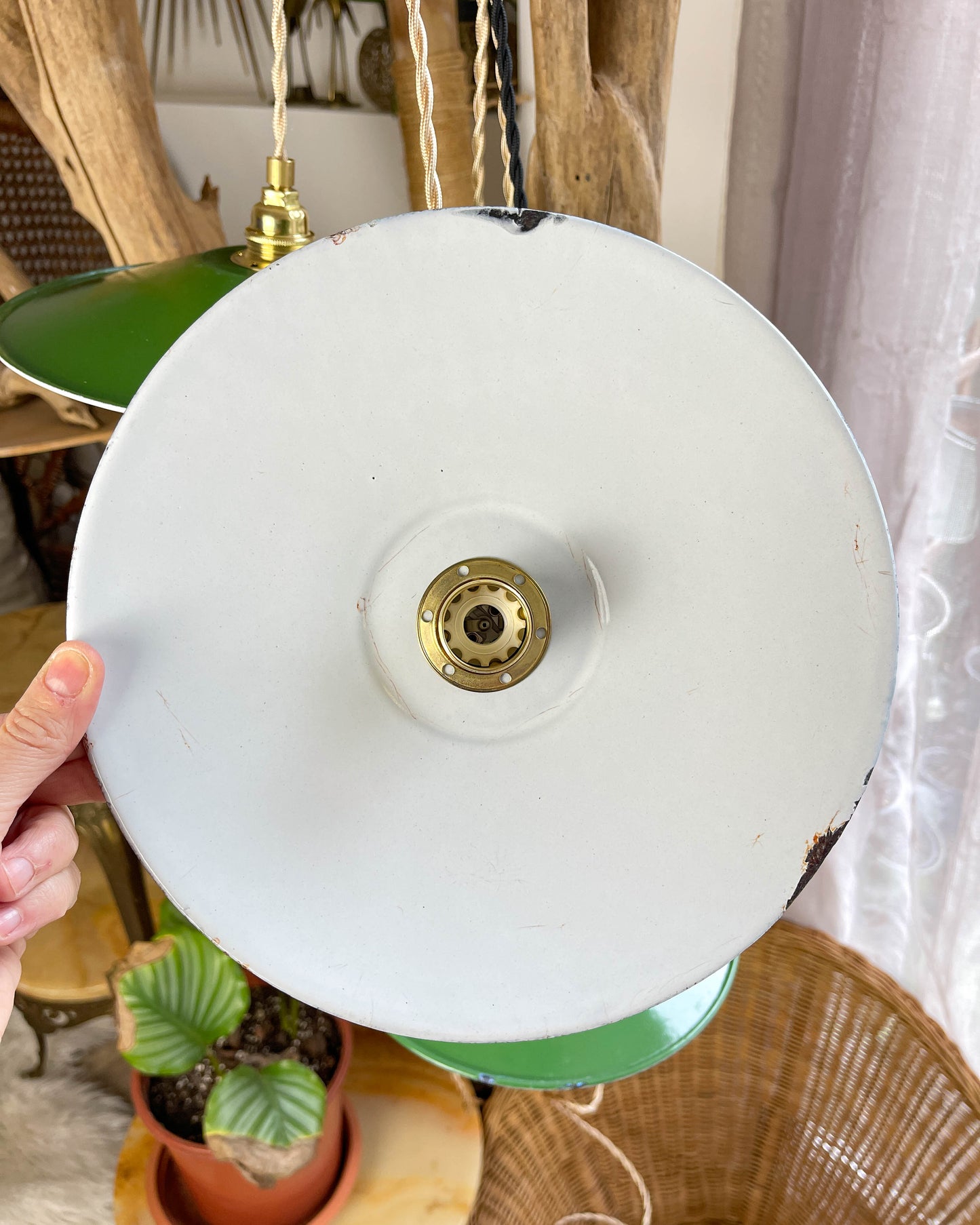 Baladeuse abat-jour vintage en tôle émaillée verte personnalisable