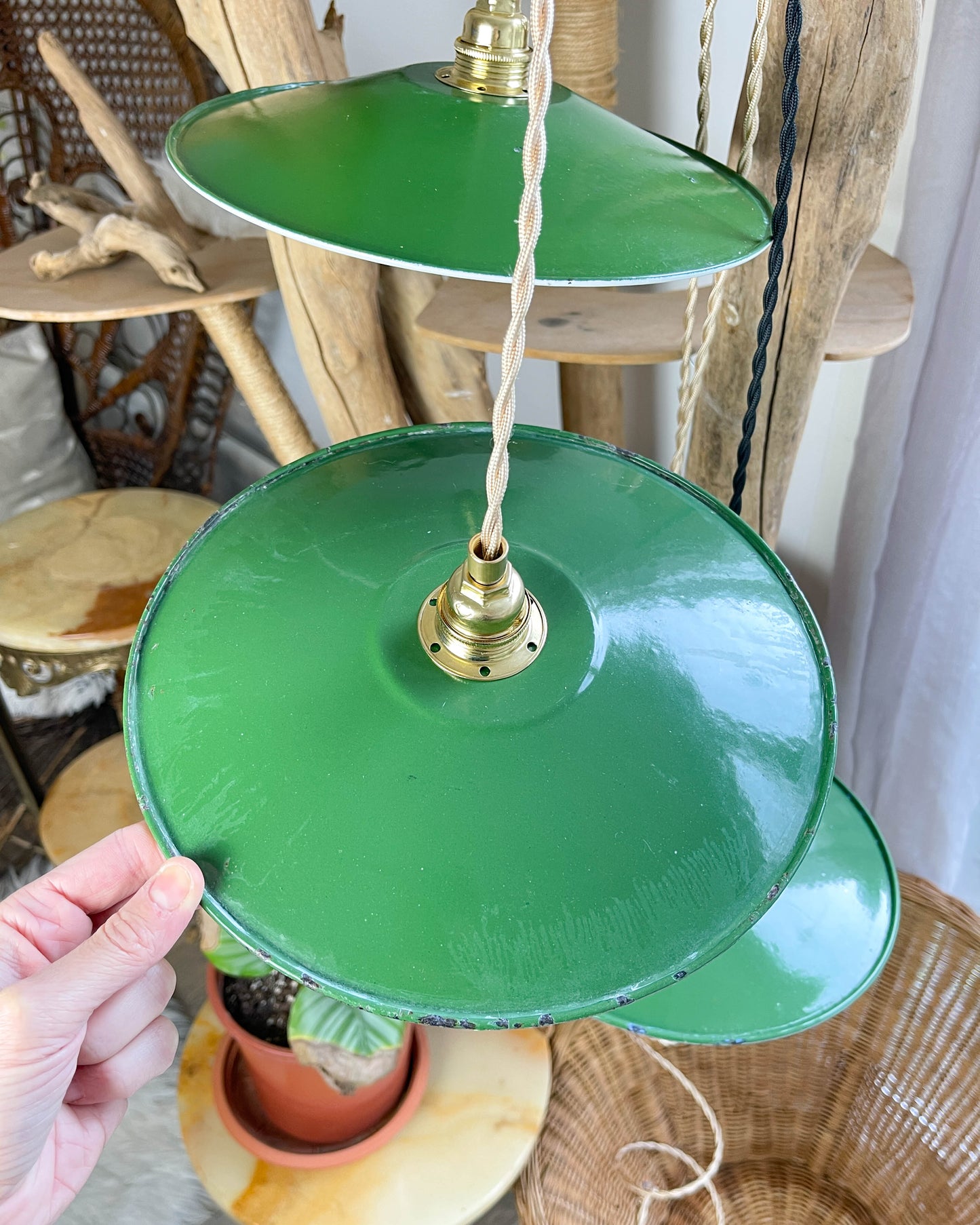 Baladeuse abat-jour vintage en tôle émaillée verte personnalisable