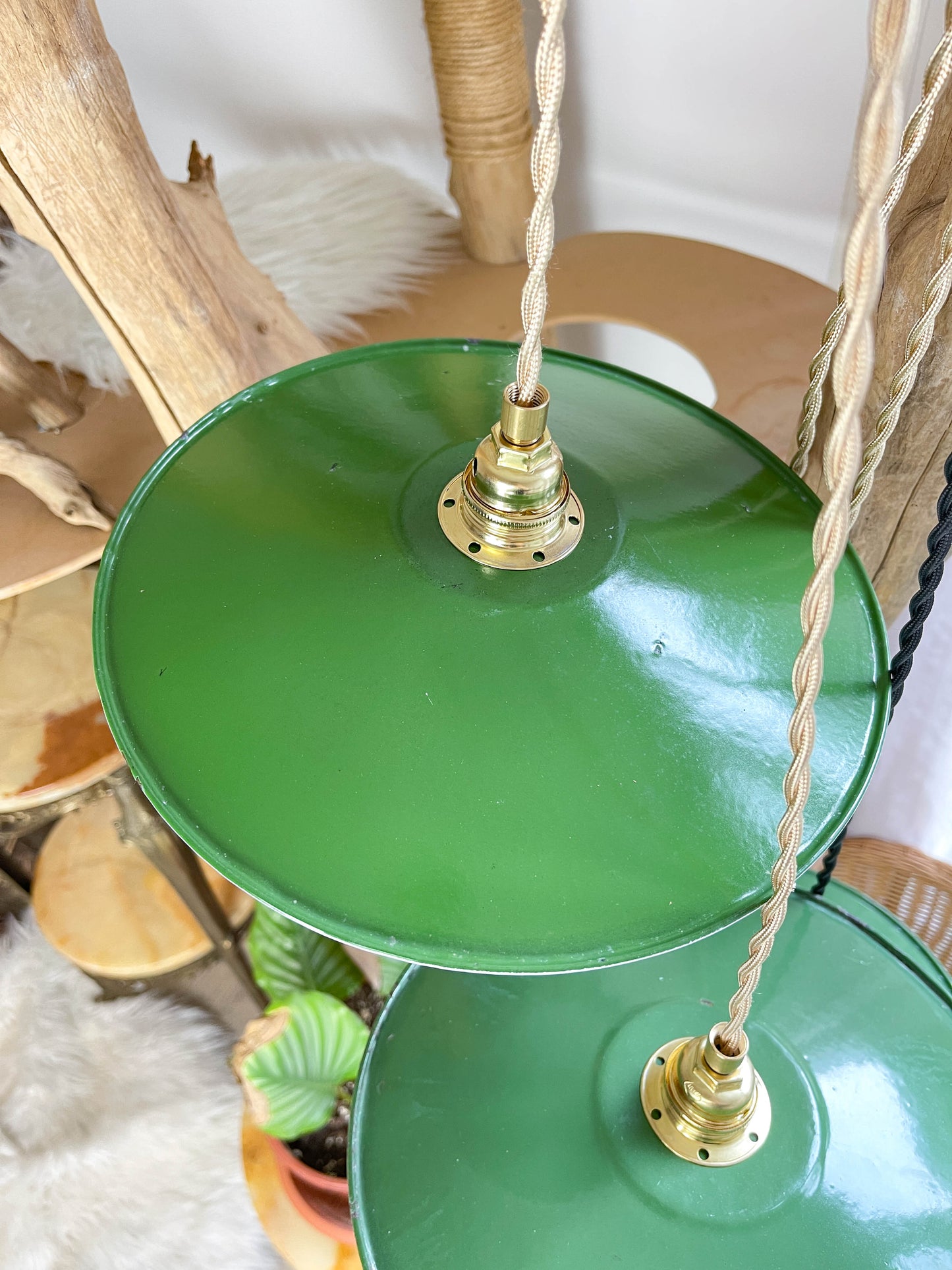 Baladeuse abat-jour vintage en tôle émaillée verte personnalisable