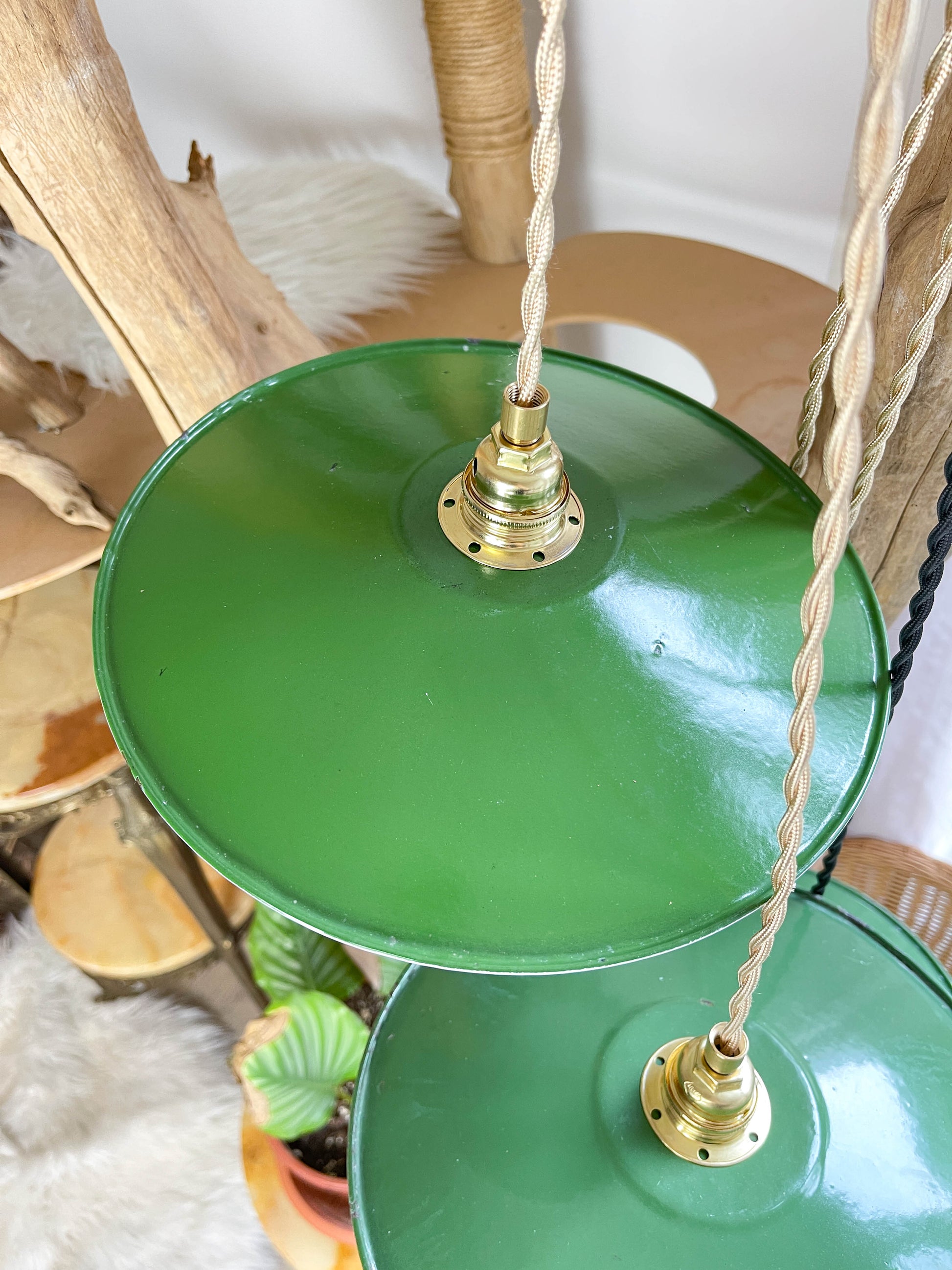 Baladeuse abat-jour vintage en tôle émaillée verte personnalisable