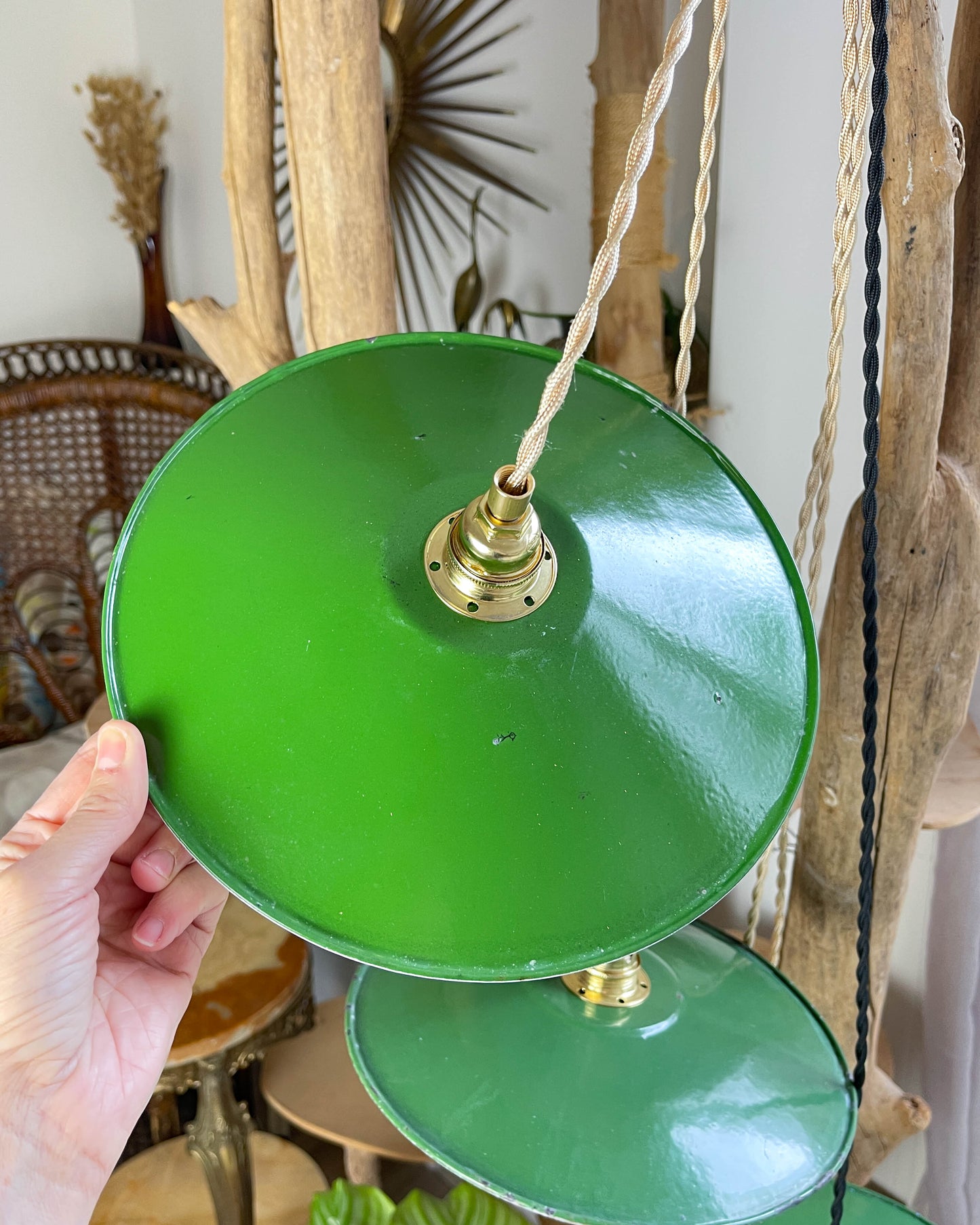 Baladeuse abat-jour vintage en tôle émaillée verte personnalisable