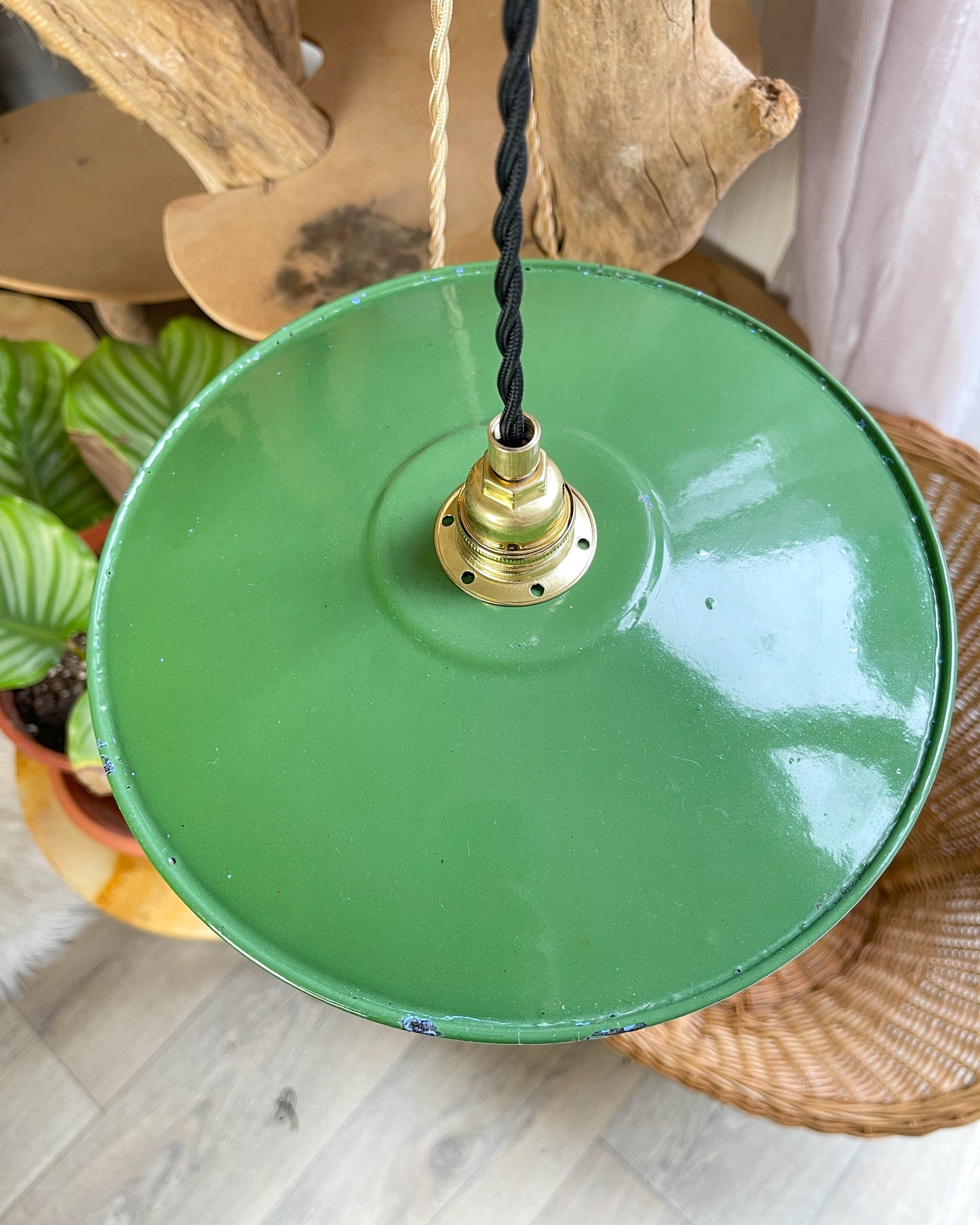 Baladeuse abat-jour vintage en tôle émaillée verte personnalisable