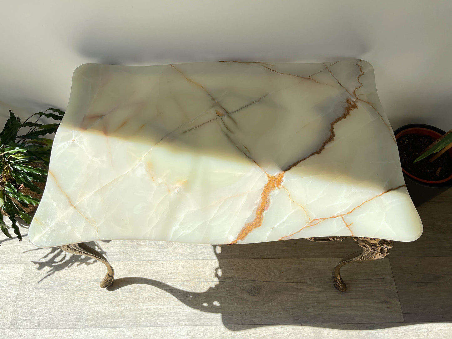 Table basse en marbre et bronze vintage