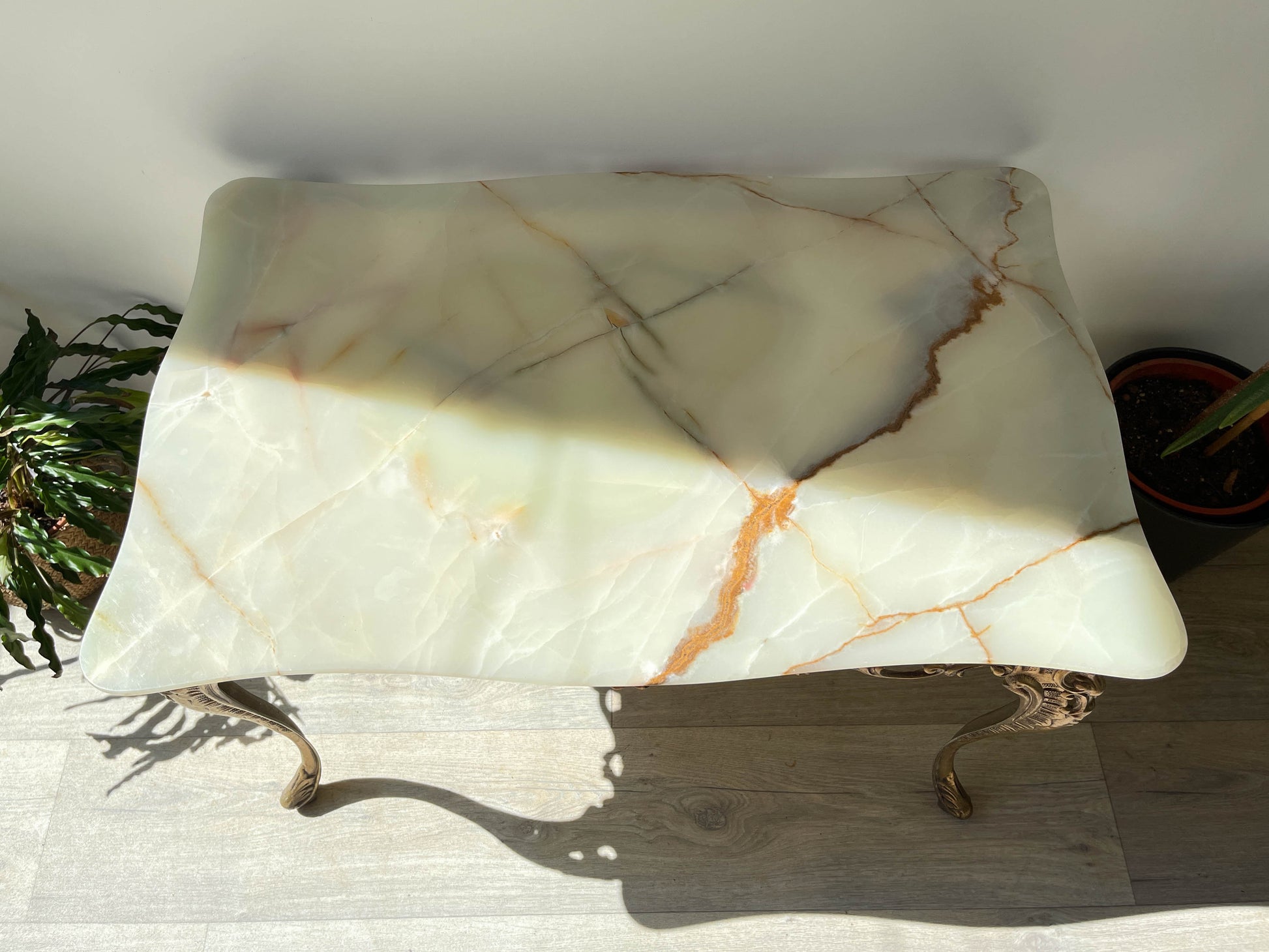 Table basse en marbre et bronze vintage
