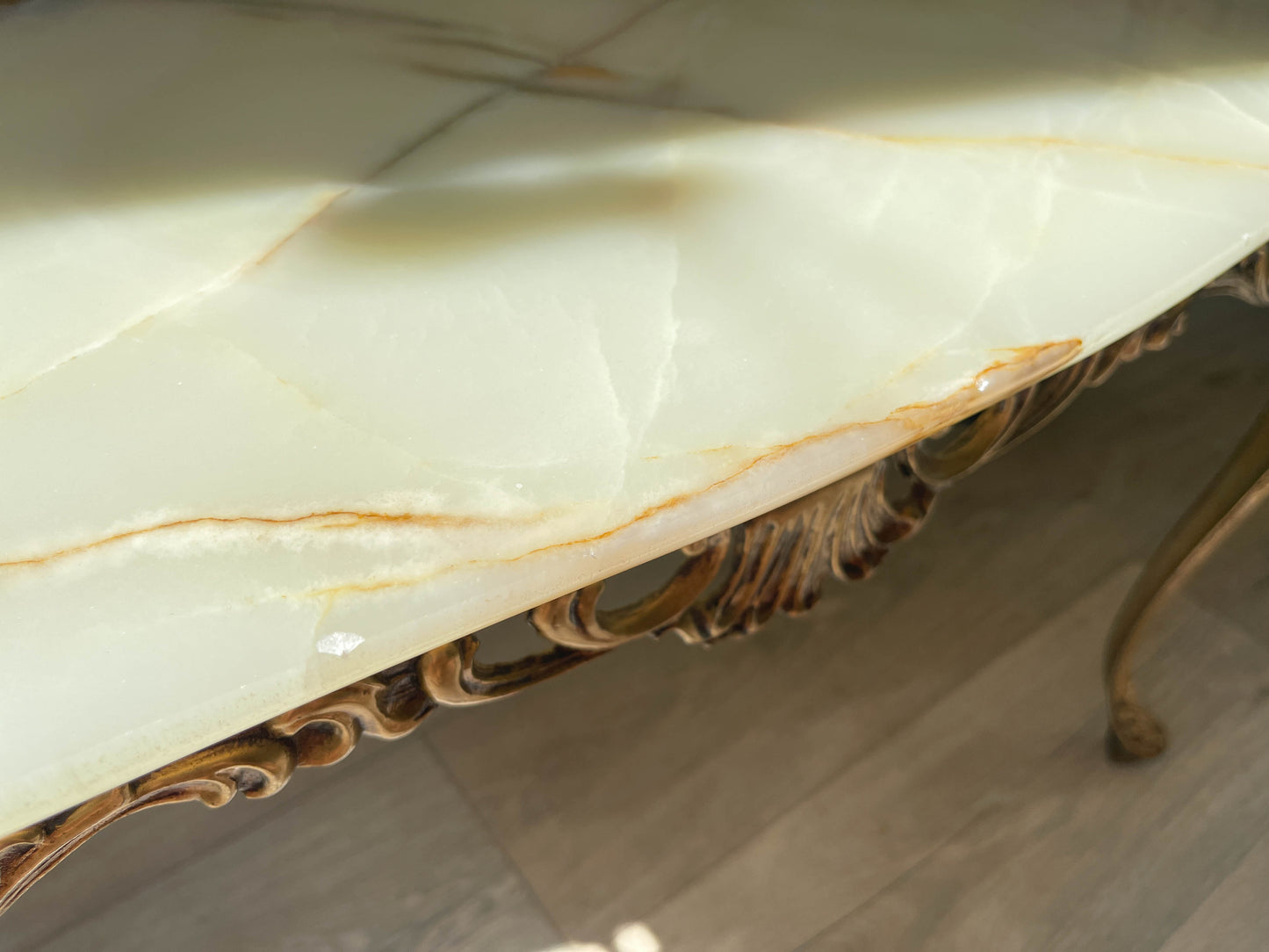 Table basse en marbre et bronze vintage