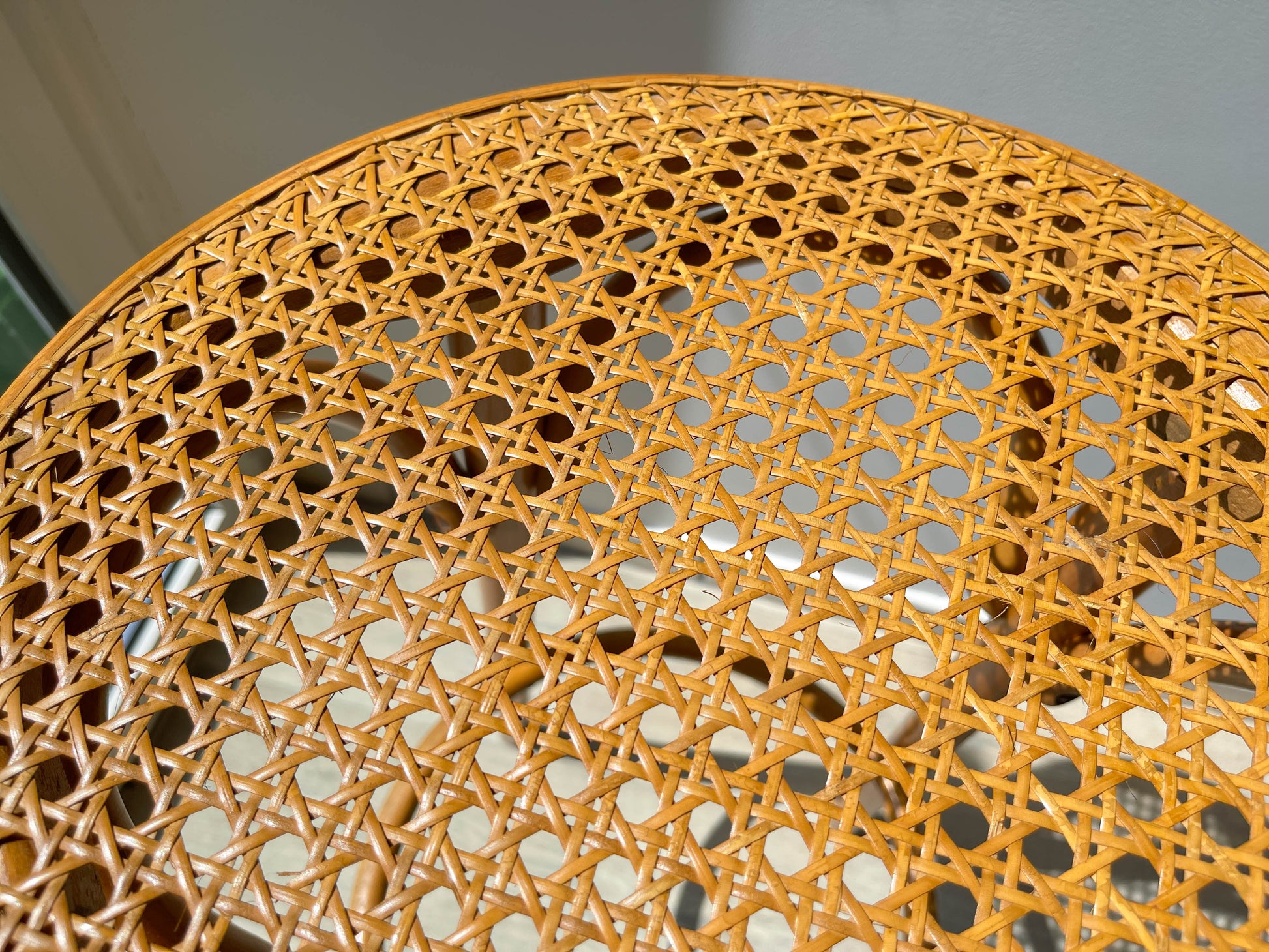 Tabouret de bar en bois courbé et cannage style Thonet, 1950