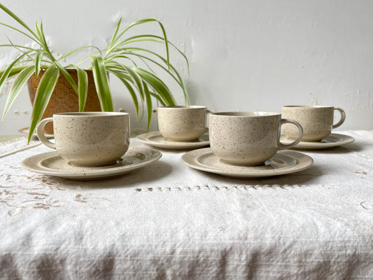 Tasses à café/thé en grès moucheté Tulowice mid century XXe