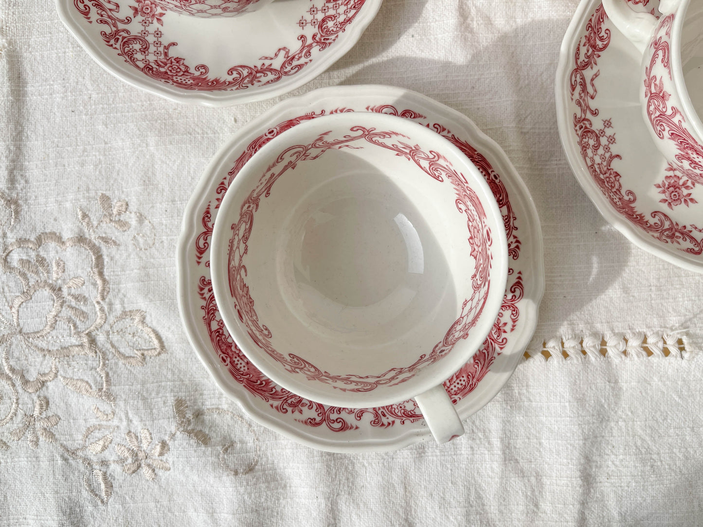 3 Tasses à Café en porcelaine blanche et rose Villero & Boch VALERIA Made in Germany