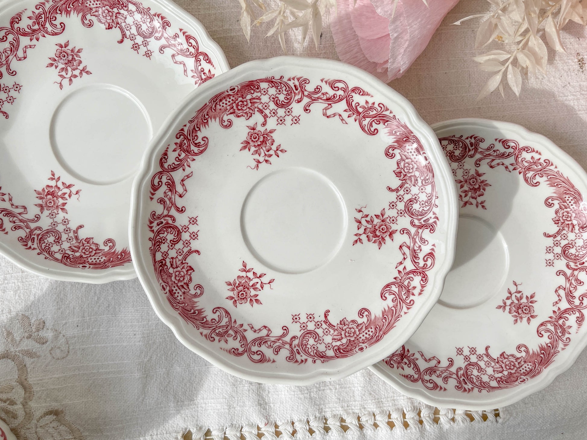 3 Tasses à Café en porcelaine blanche et rose Villero & Boch VALERIA Made in Germany
