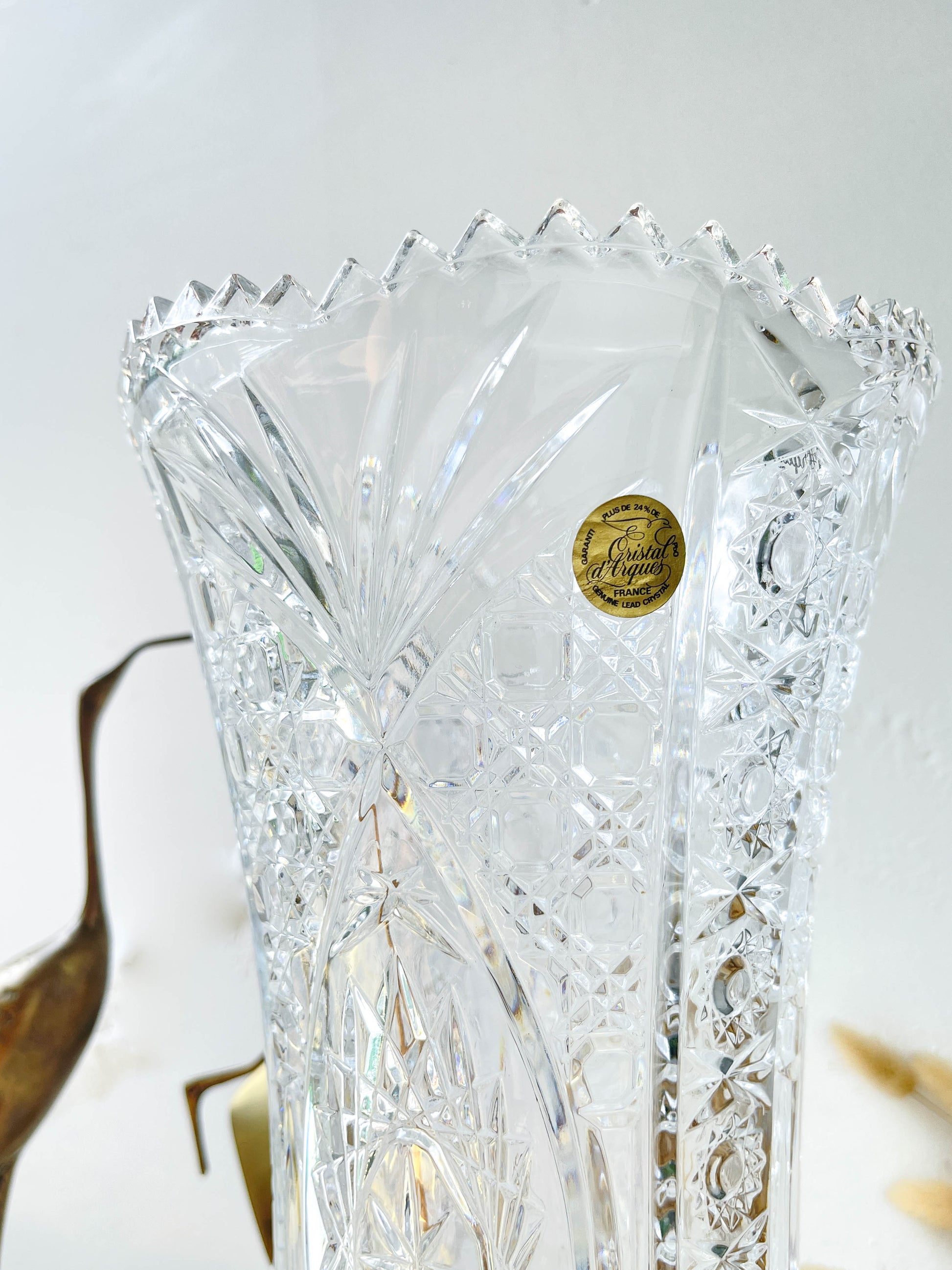 Vase Cristal d'Arques vintage motif ciselé