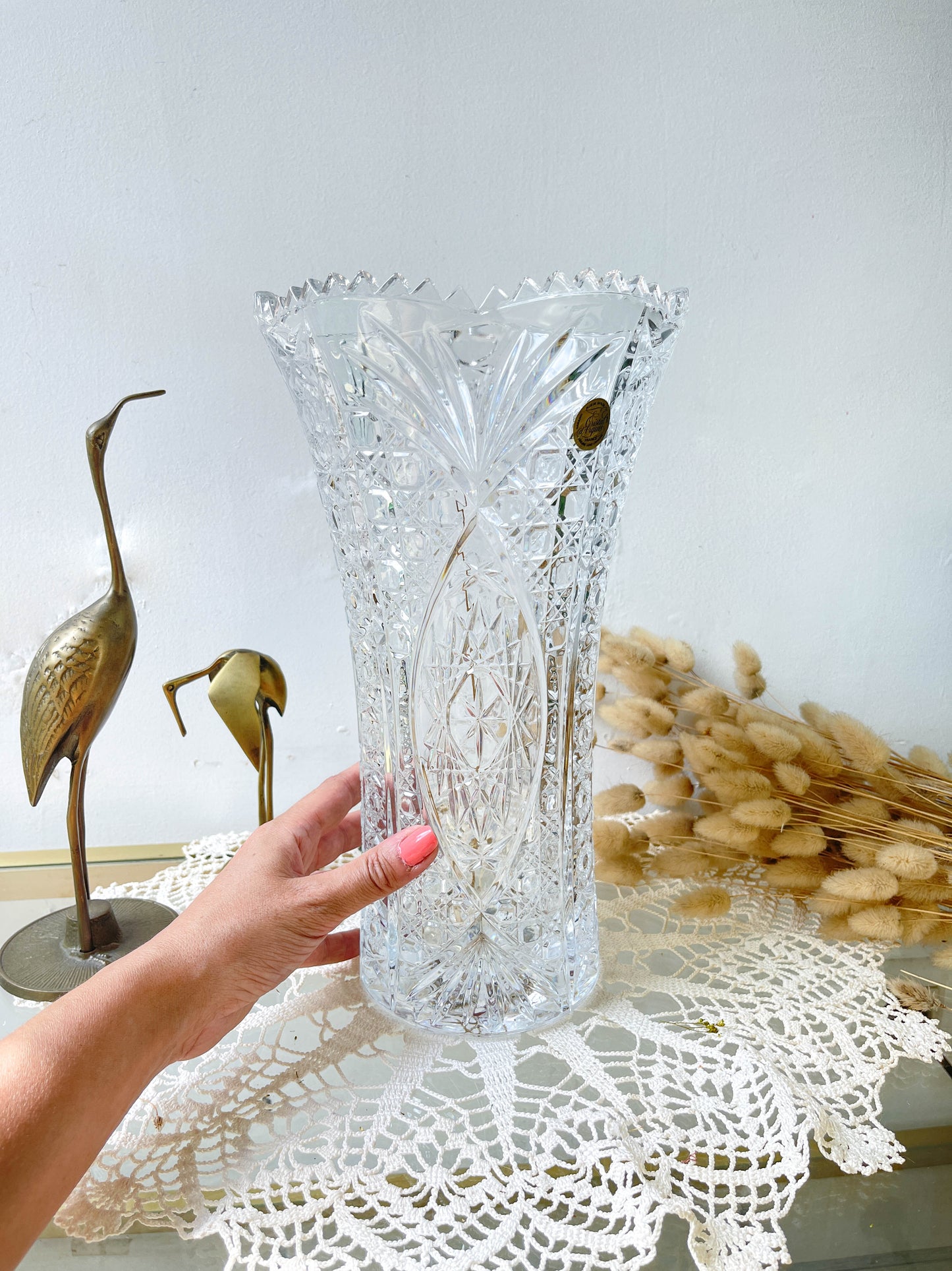 Vase Cristal d'Arques vintage motif ciselé