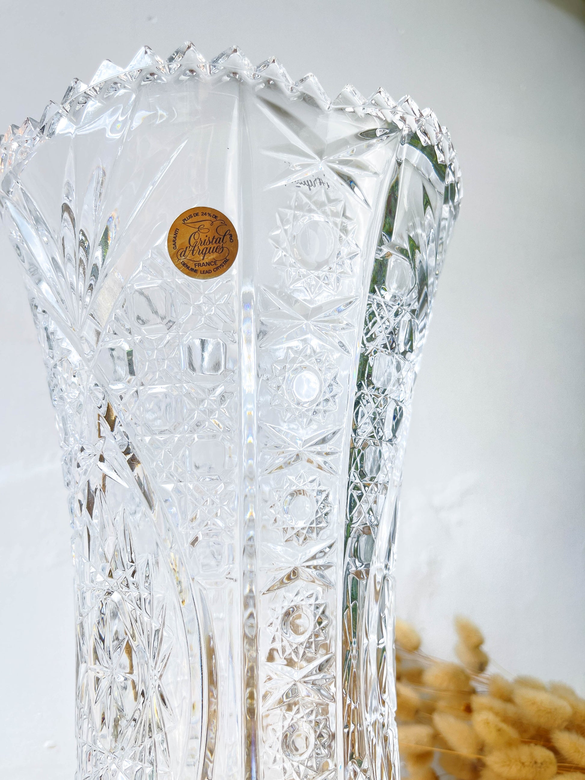 Vase Cristal d'Arques vintage motif ciselé