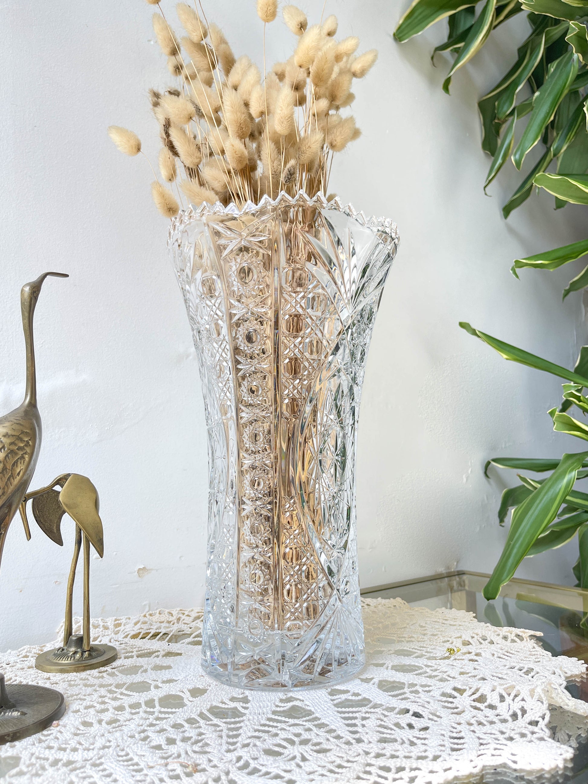 Vase Cristal d'Arques vintage motif ciselé