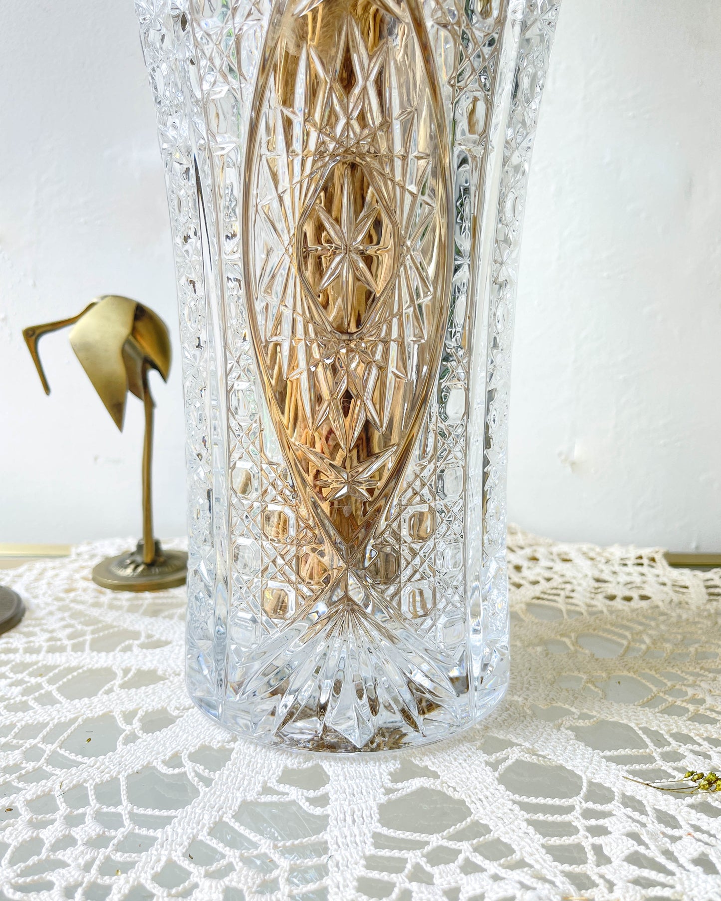 Vase Cristal d'Arques vintage motif ciselé