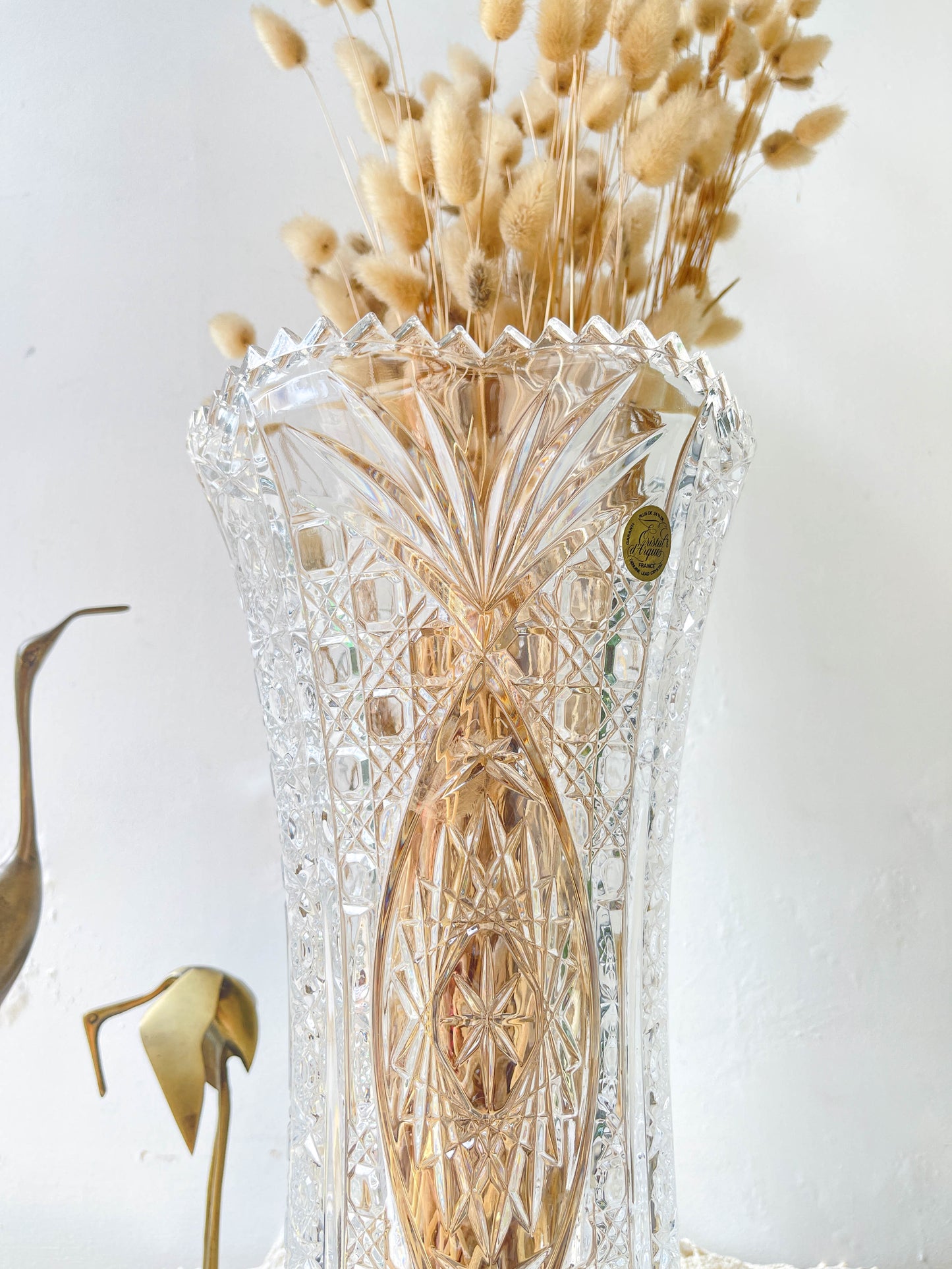 Vase Cristal d'Arques vintage motif ciselé