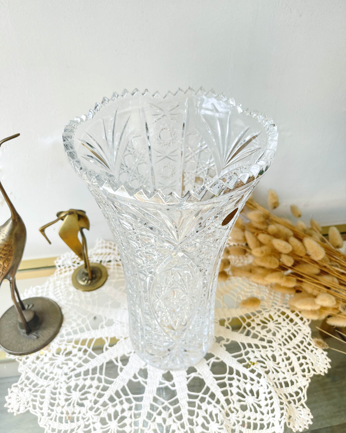 Vase Cristal d'Arques vintage motif ciselé