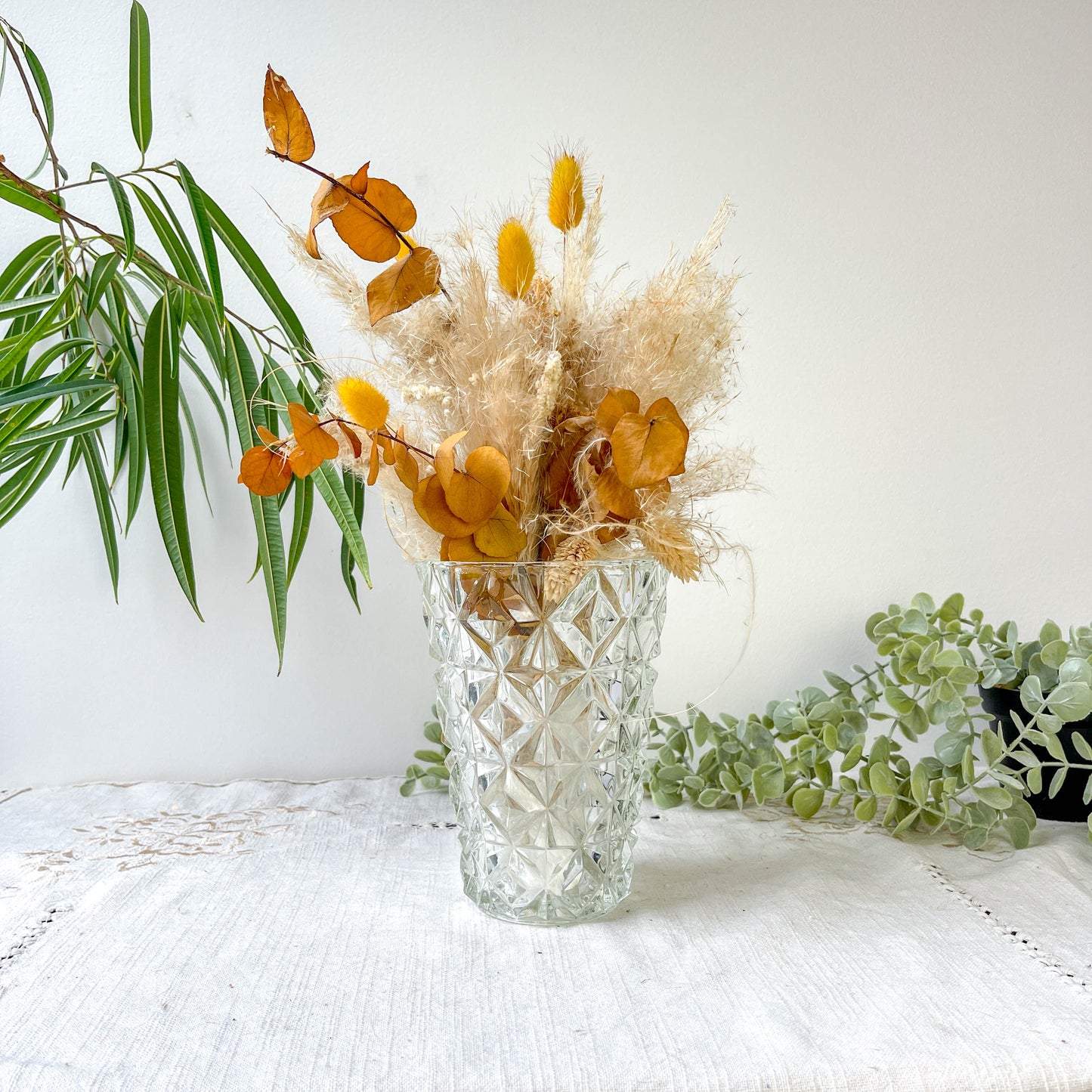 Petit Vase vintage en verre motif géométrique