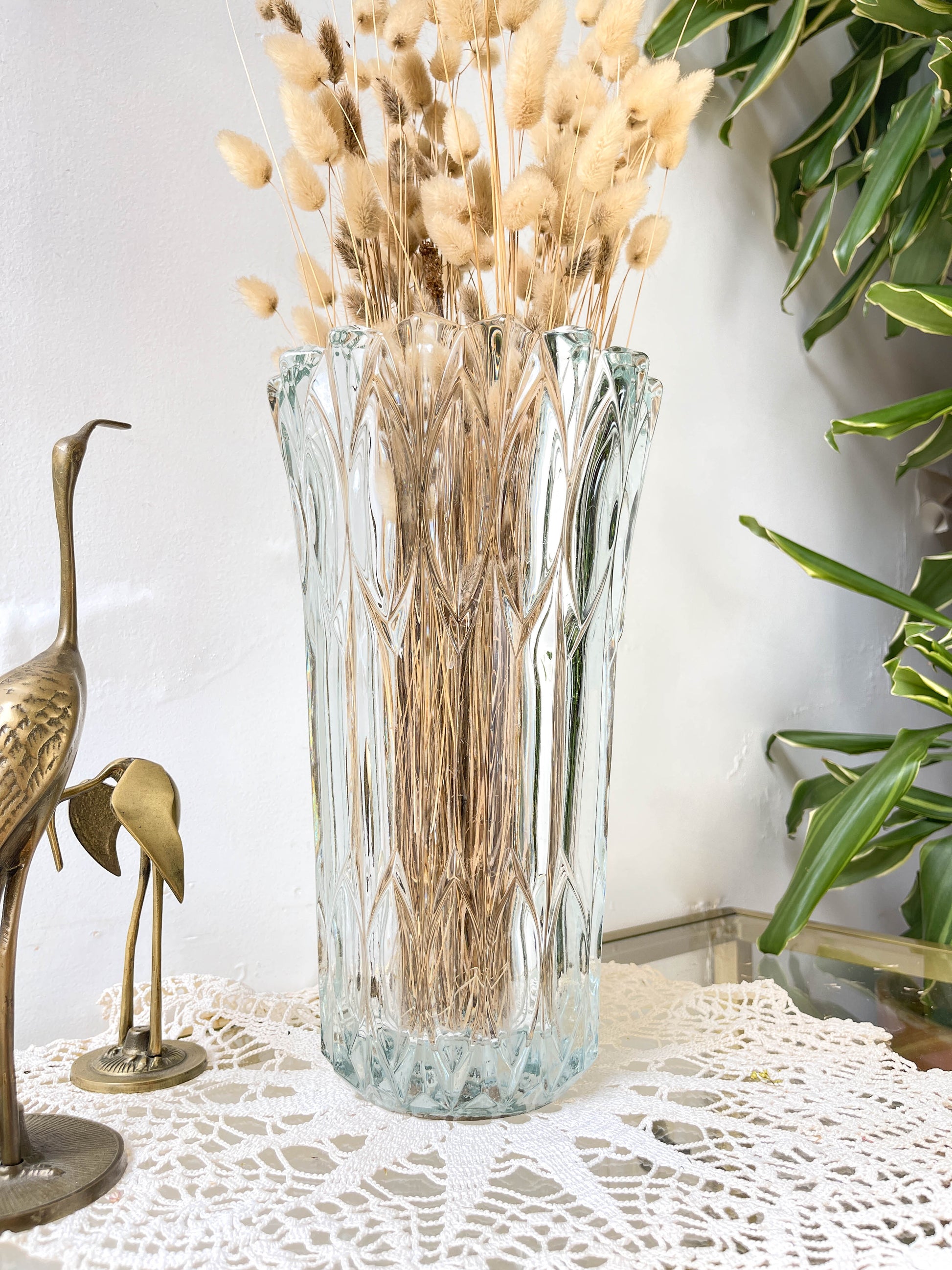 Vase en verre vintage style Art déco