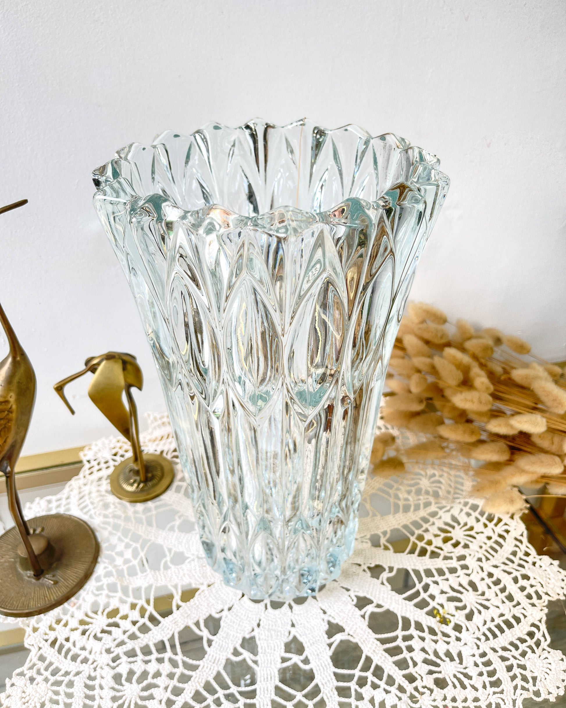 Vase en verre vintage style Art déco