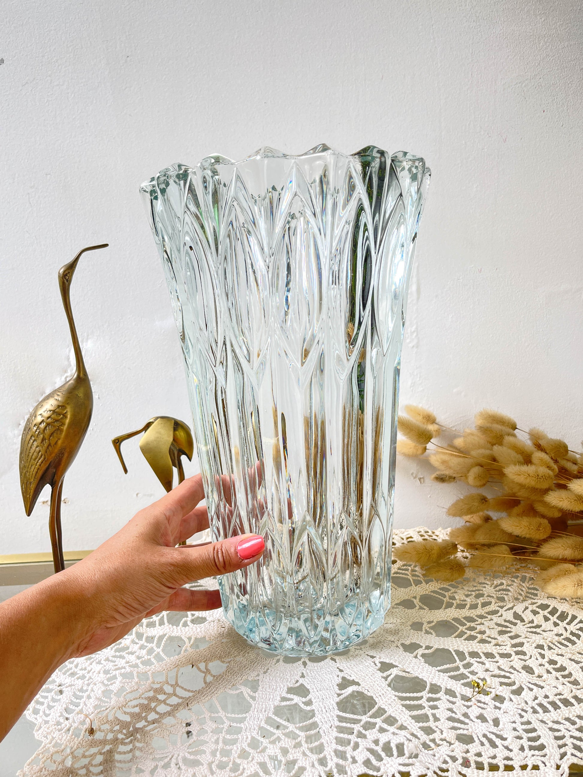 Vase en verre vintage style Art déco