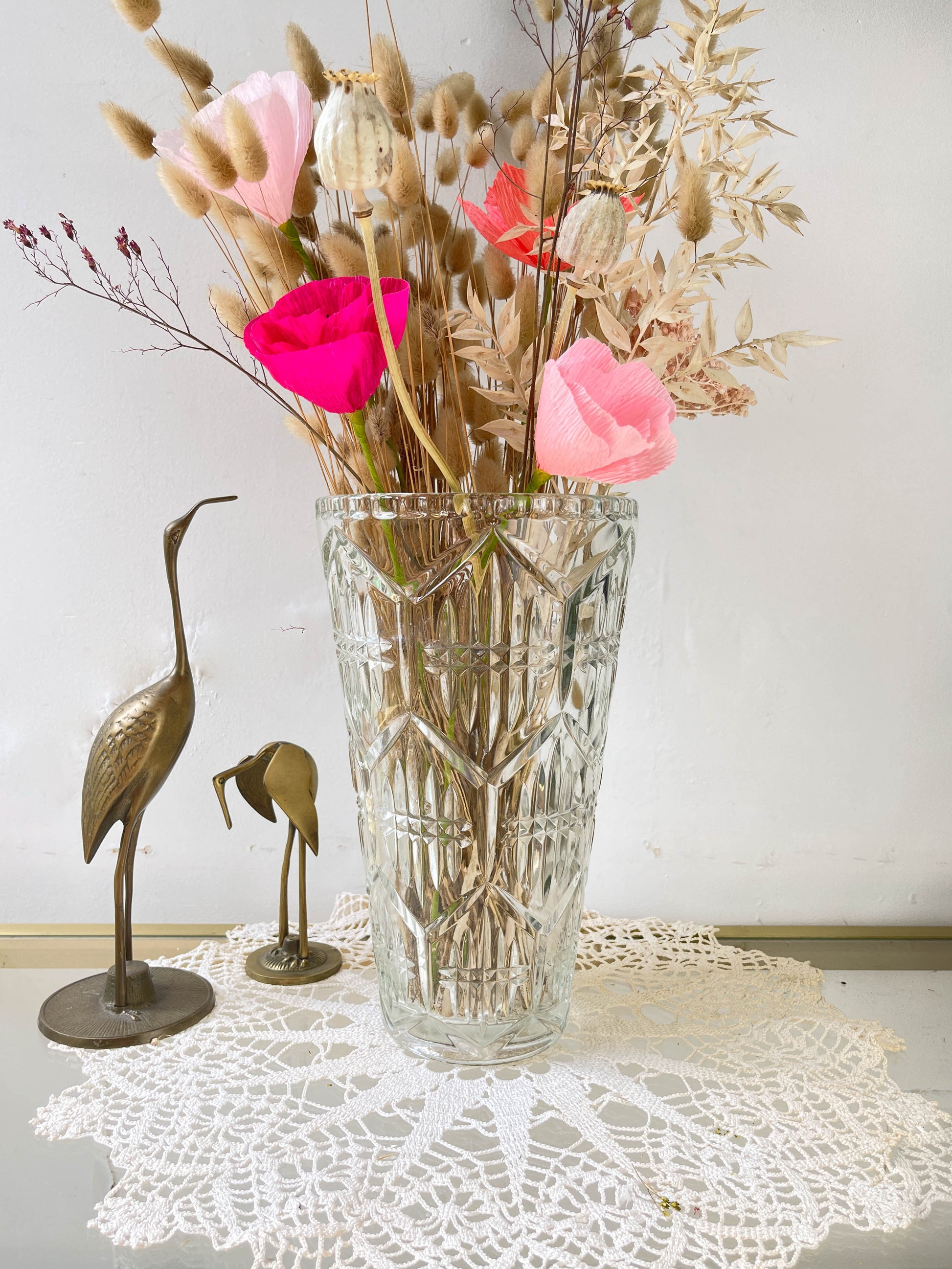 Vase en verre vintage style Art déco