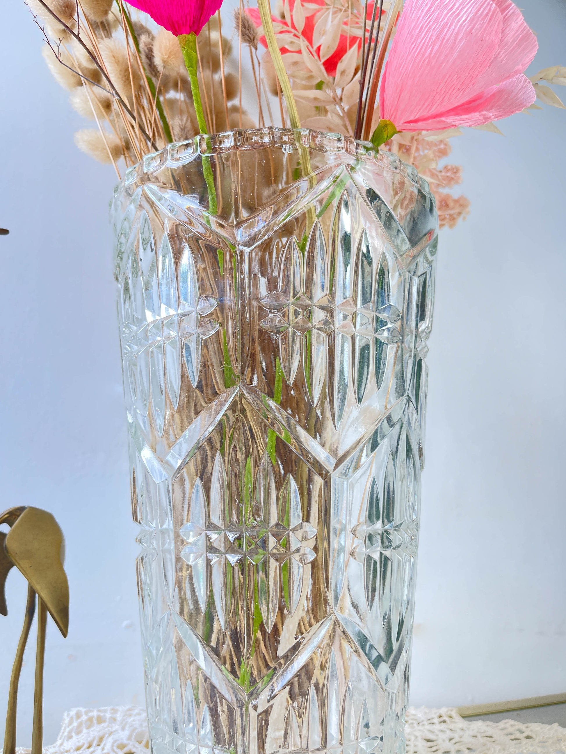 Vase en verre vintage style Art déco