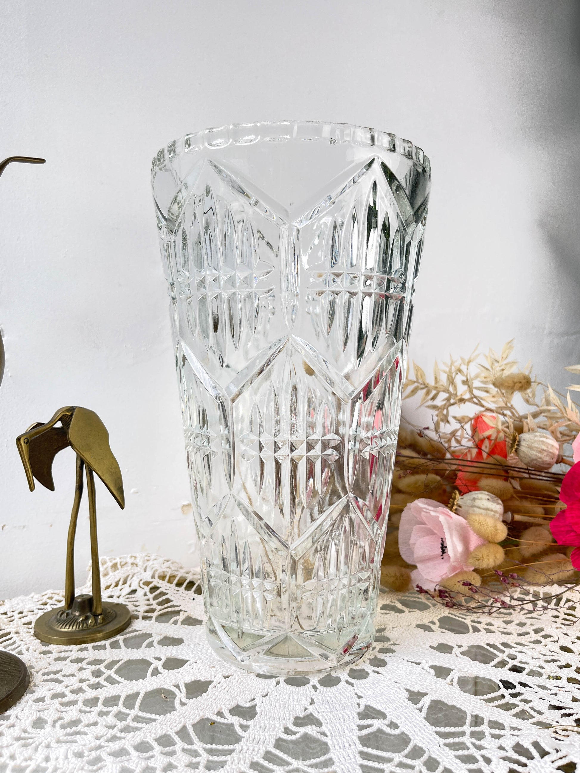 Vase en verre vintage style Art déco