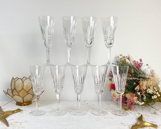 9 Flûtes Cristal ciselé Français