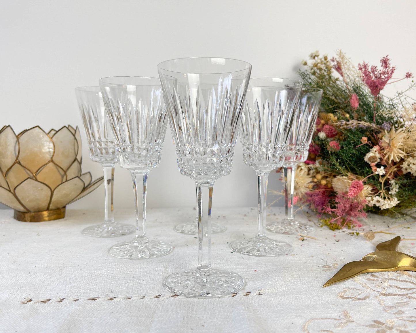 6 Verres à vin rouge Cristal ciselé Français vintage