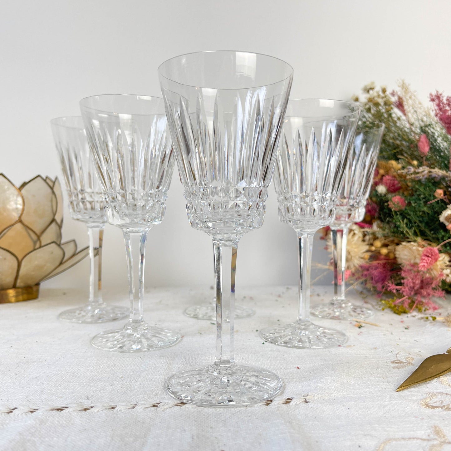 6 Verres à vin rouge Cristal ciselé Français
