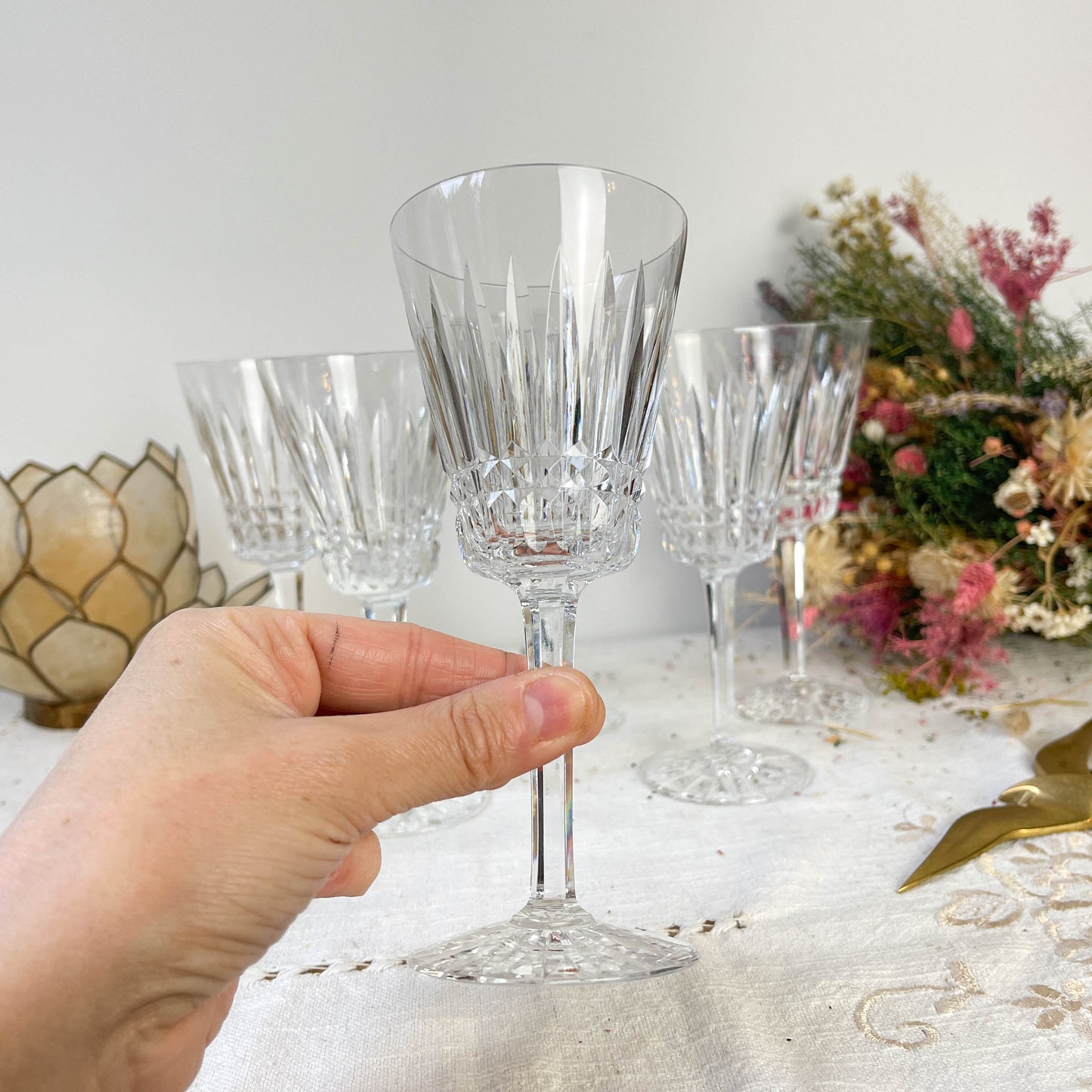6 Verres à vin rouge Cristal ciselé Français