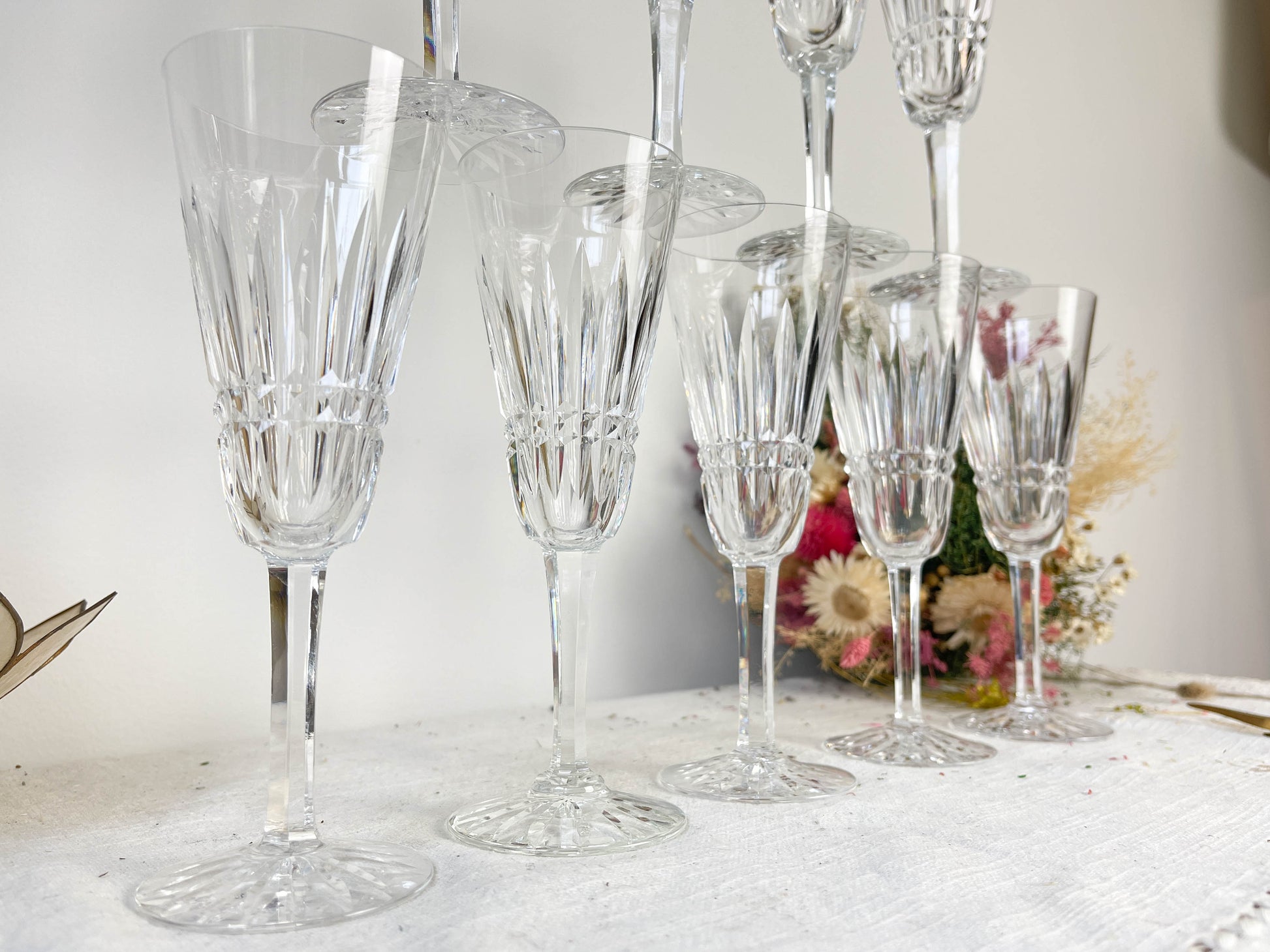 9 Flûtes Cristal ciselé Français