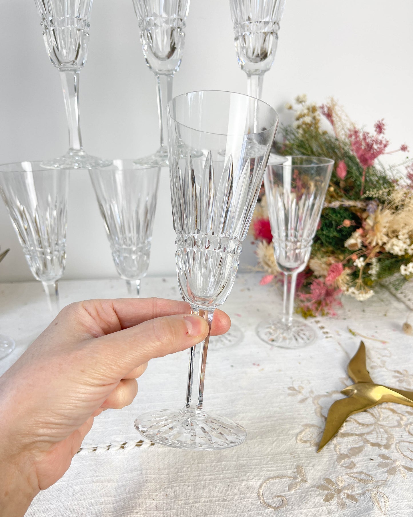 9 Flûtes Cristal ciselé Français