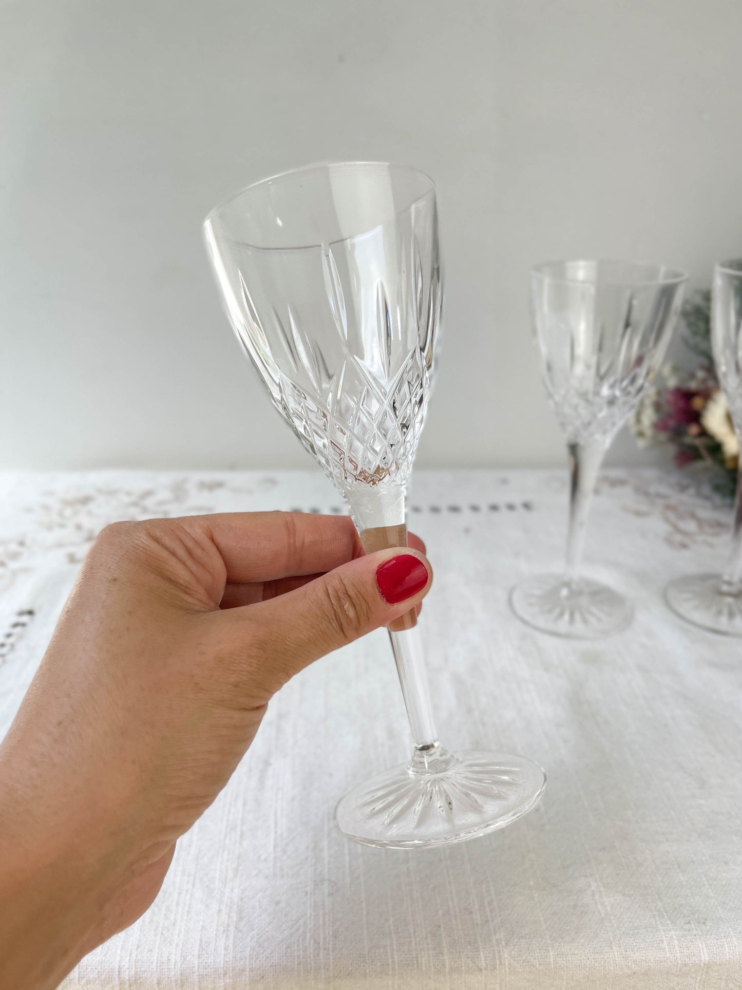 Verres en cristal ciselé vintage