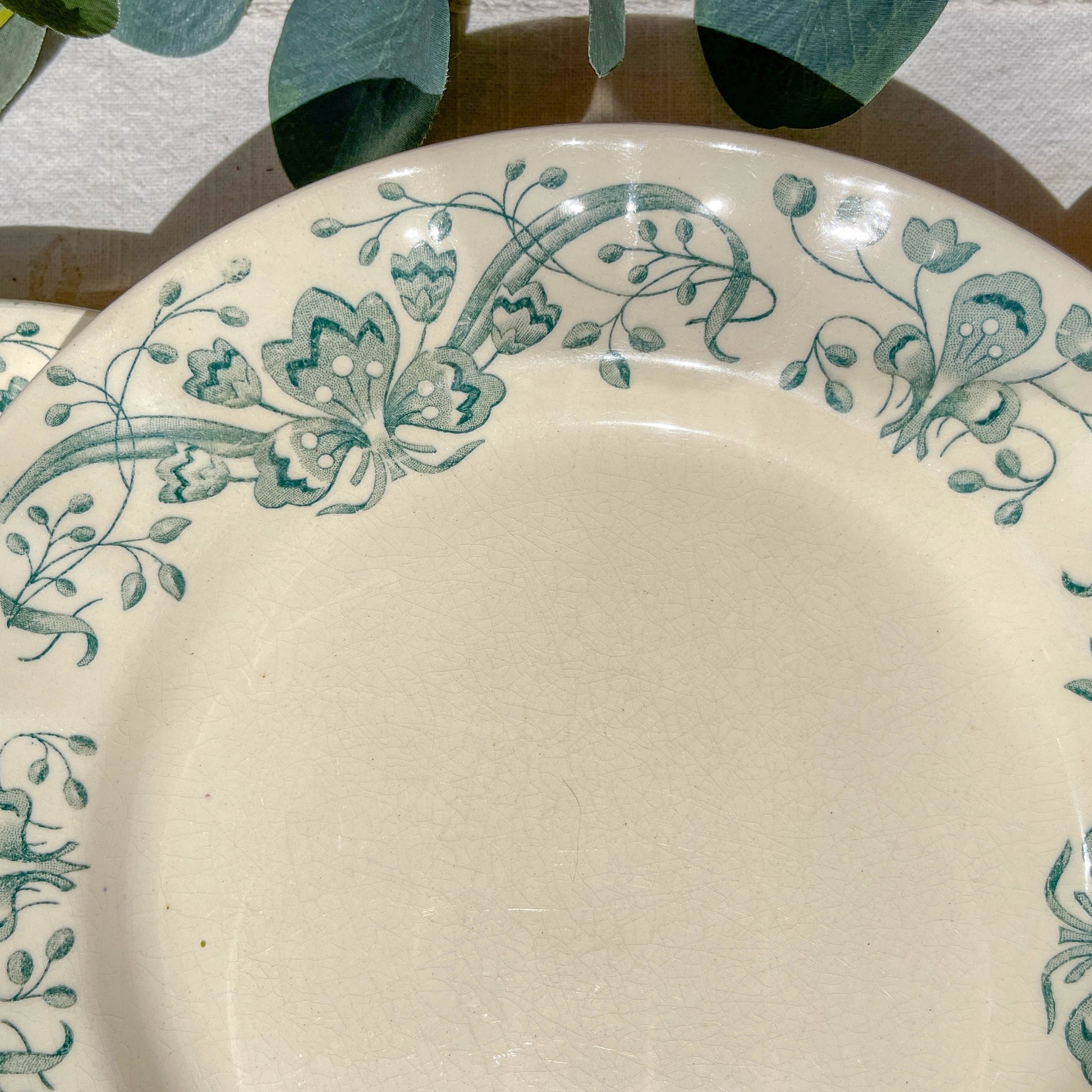 Lot de 6 Assiettes Plates Anciennes Terre de Fer "Figuig" – Longchamp XIXe