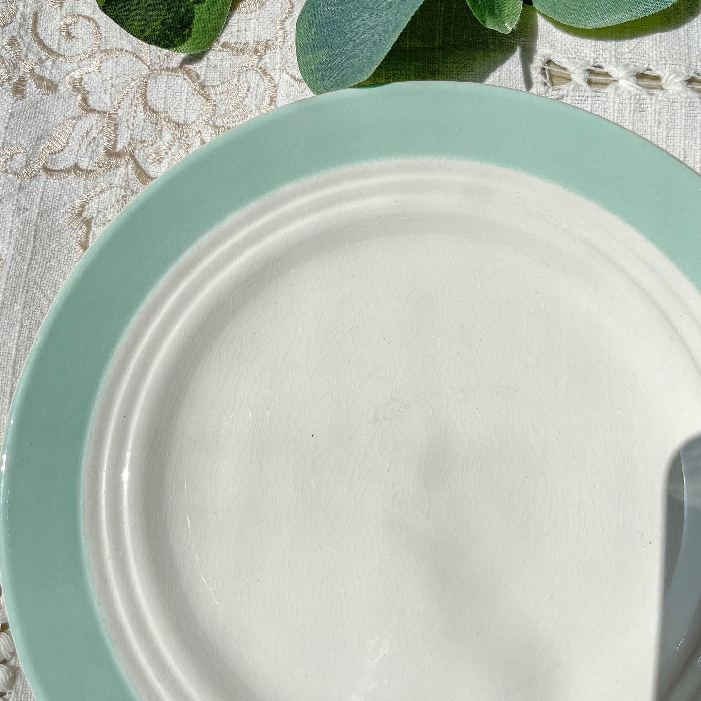 5 Petites assiettes vintage en porcelaine française blanches vertes Céranord