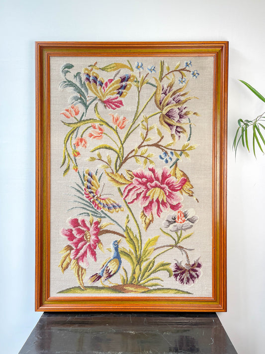 Vintage floral pattern canvas tapestry – Retro wall embroidery