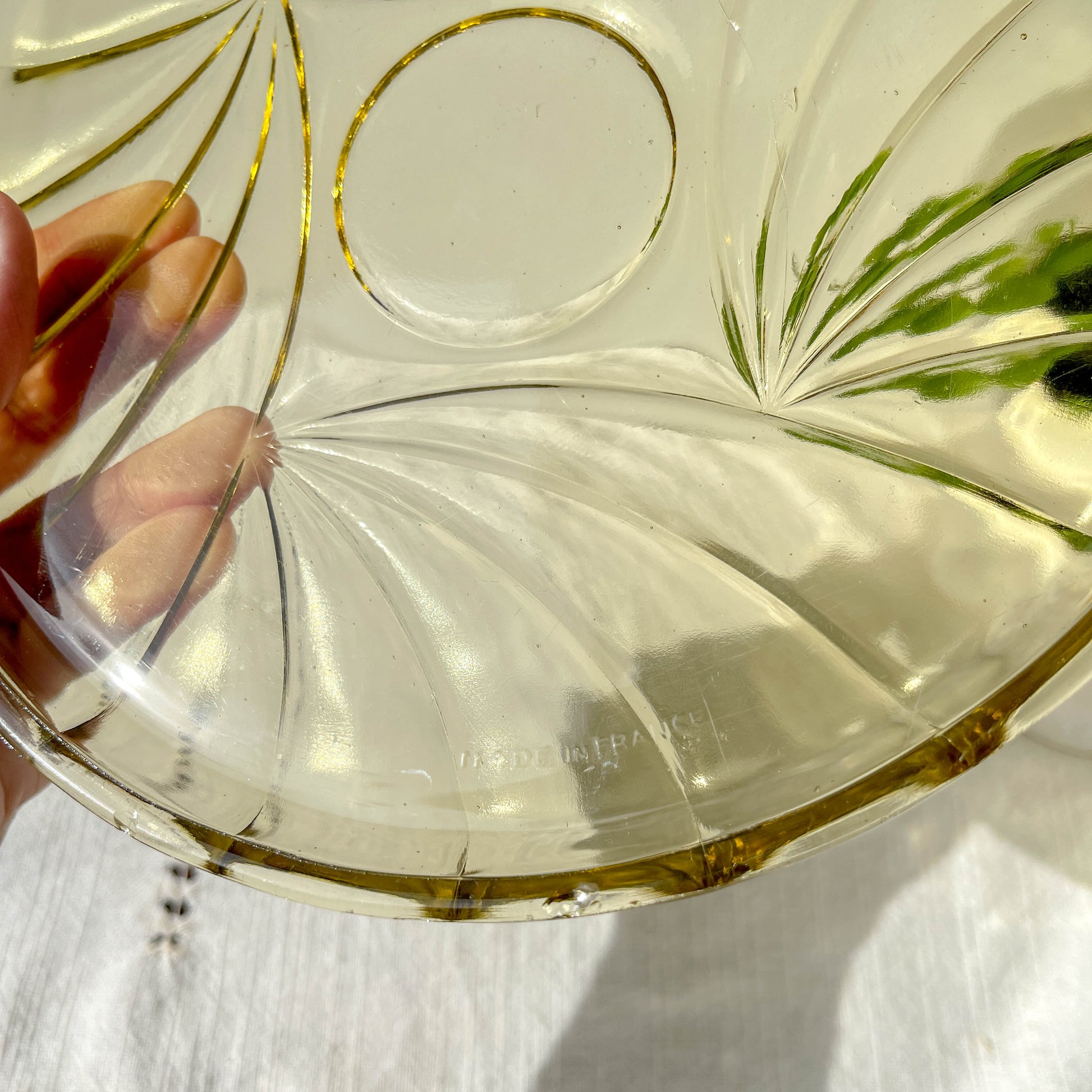 Cloche à fromage en verre ambré vintage – Made in France – Plateau à fromage rétrov