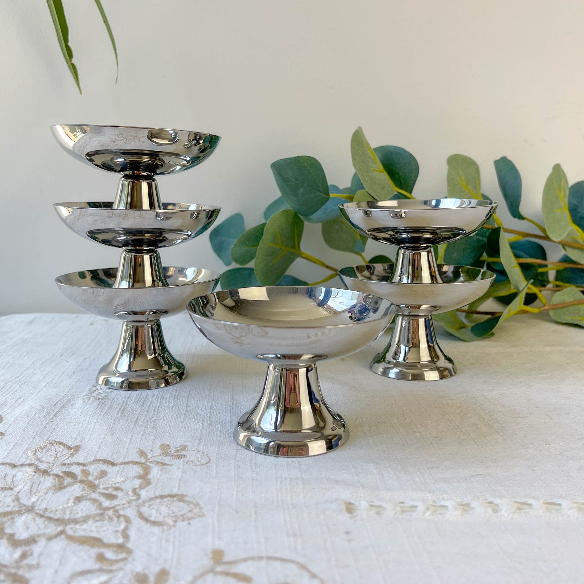 6 Coupelles Vintage Inox Années 70