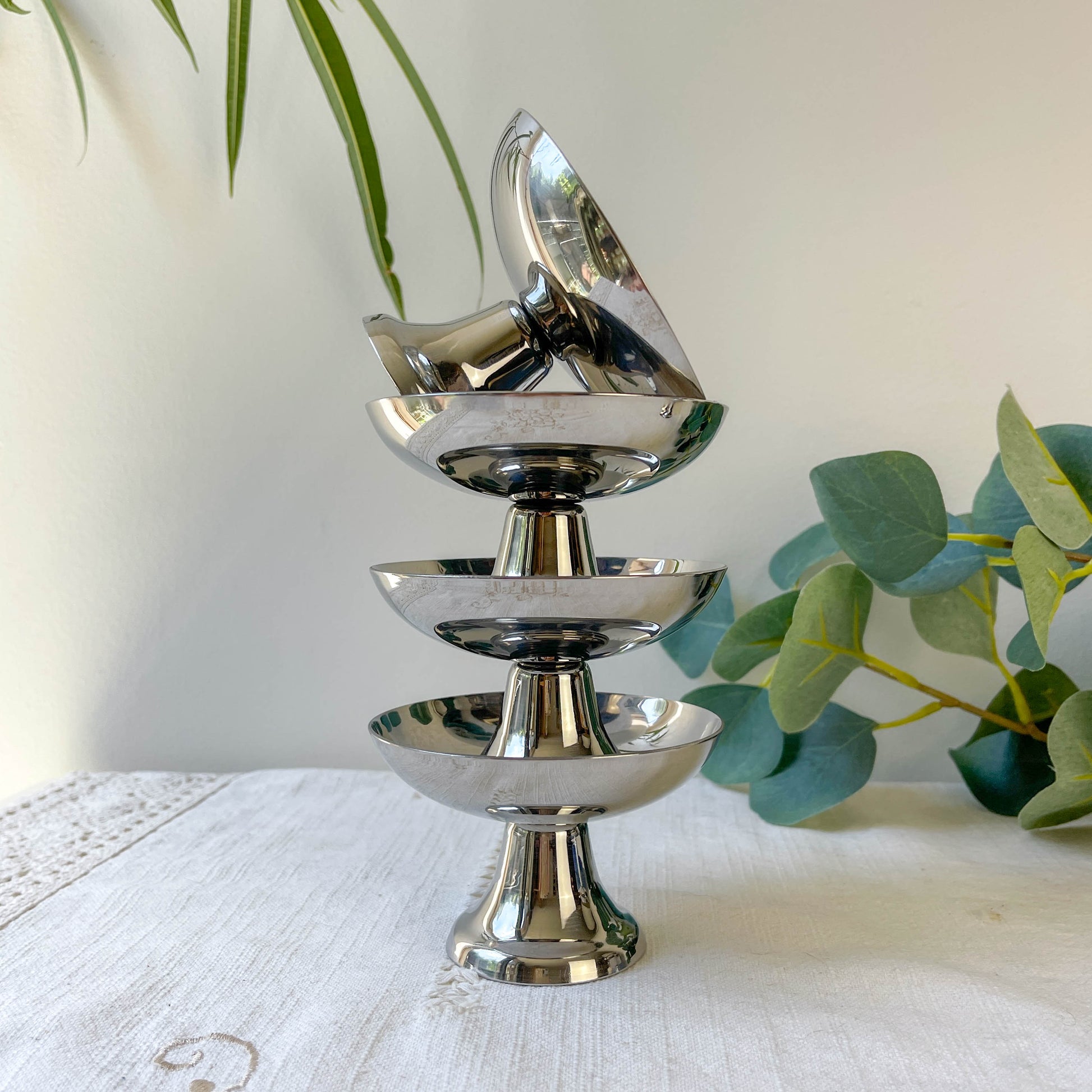 6 Coupelles Vintage Inox Années 70