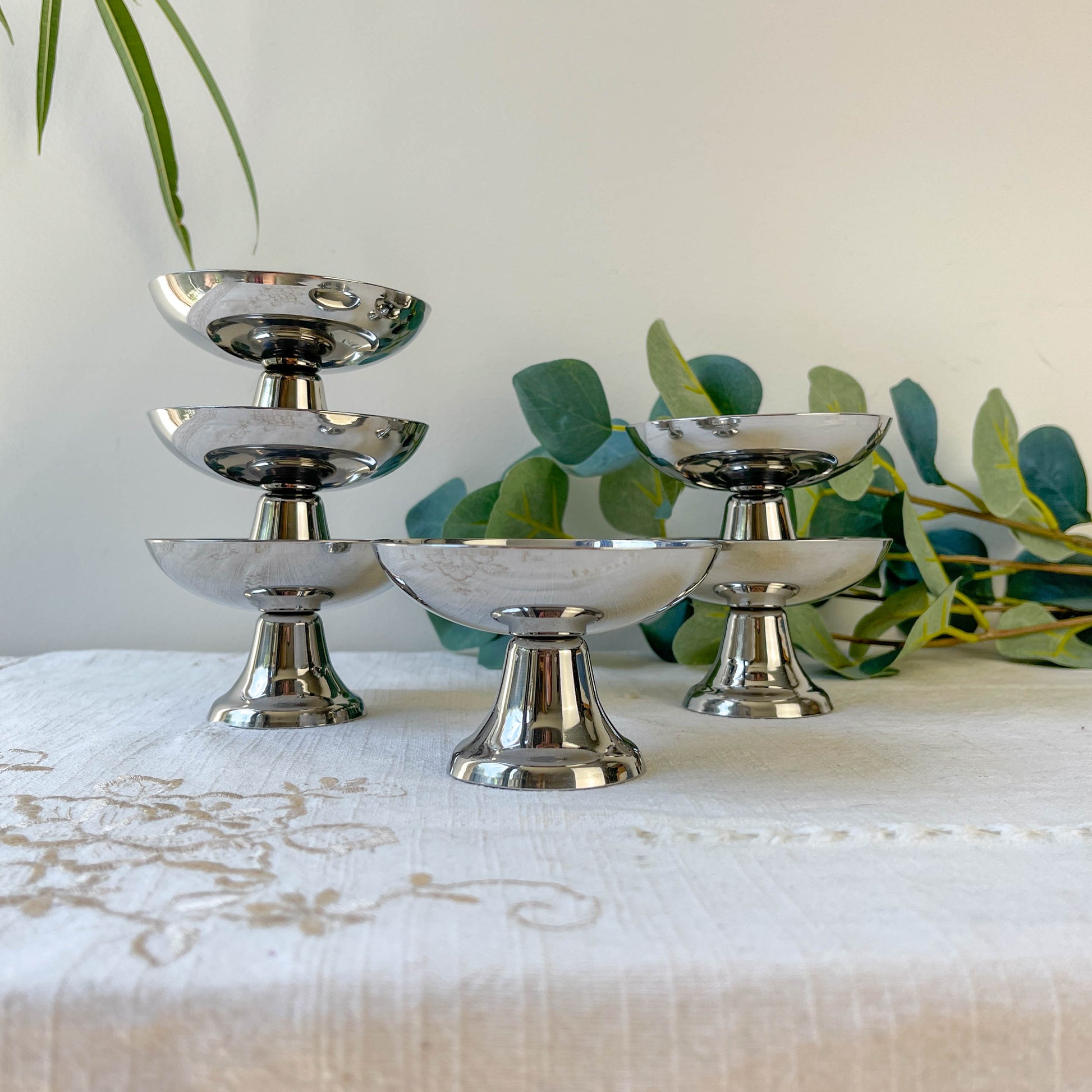 6 Coupelles Vintage Inox Années 70