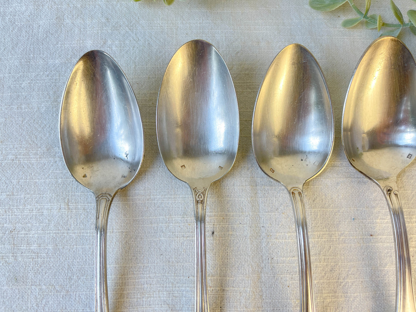Set of 6 mismatched vintage soup spoons