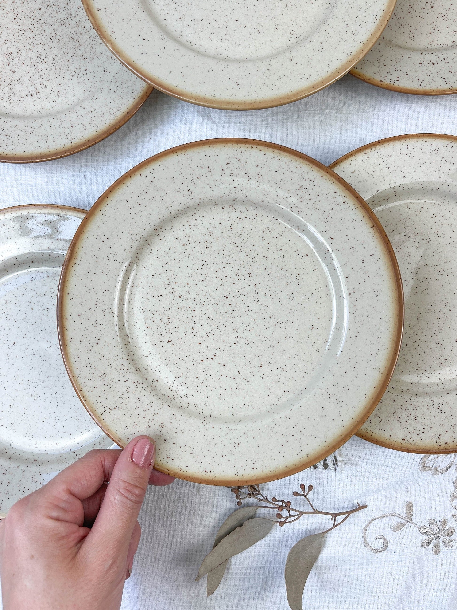 6 Petites Assiettes en grès moucheté Tulowice, 1950 - violn.fr