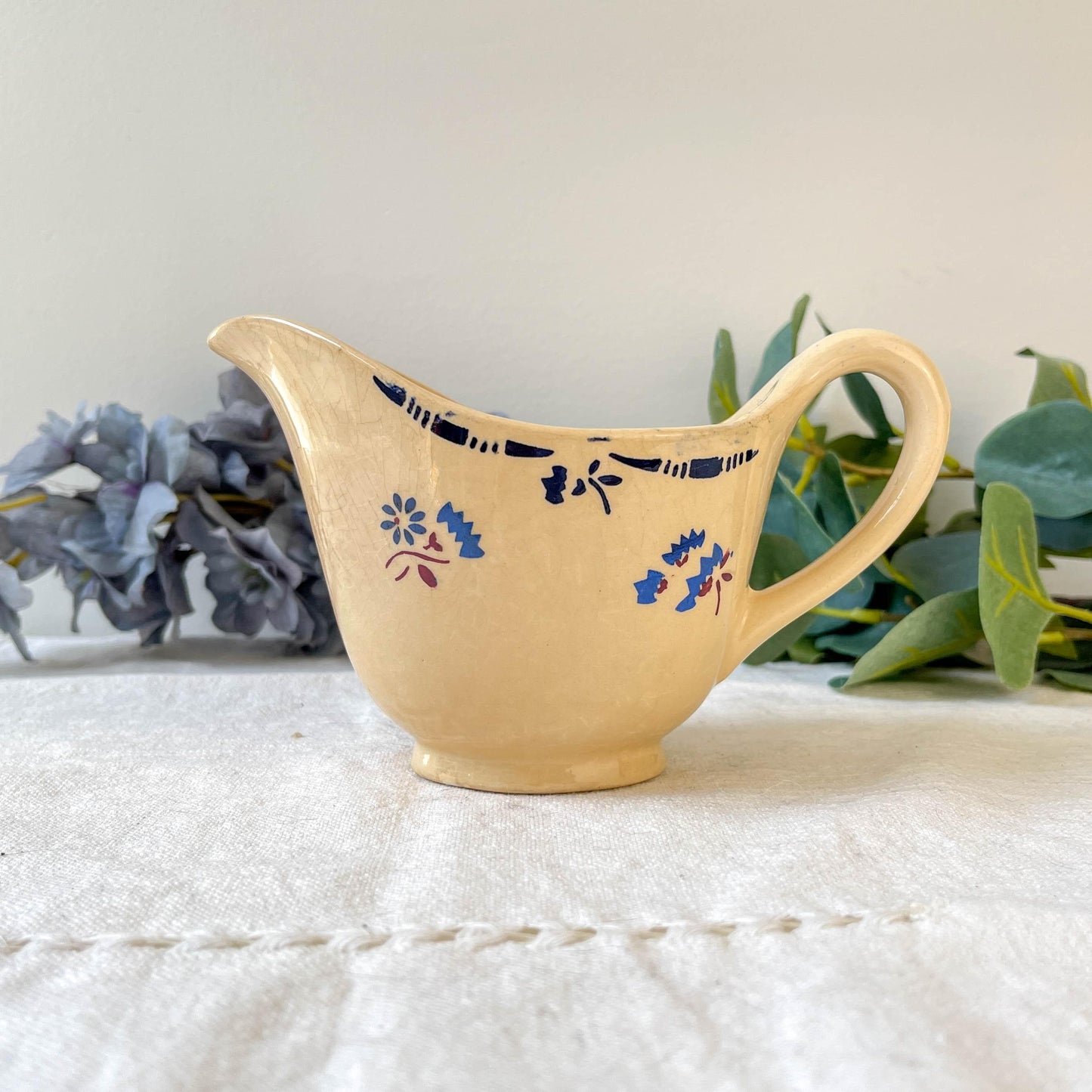 Saucière porcelaine vintage K&g Luneville "Flore" 1950s petites fleures bleues - Vaisselle vintage fleurie