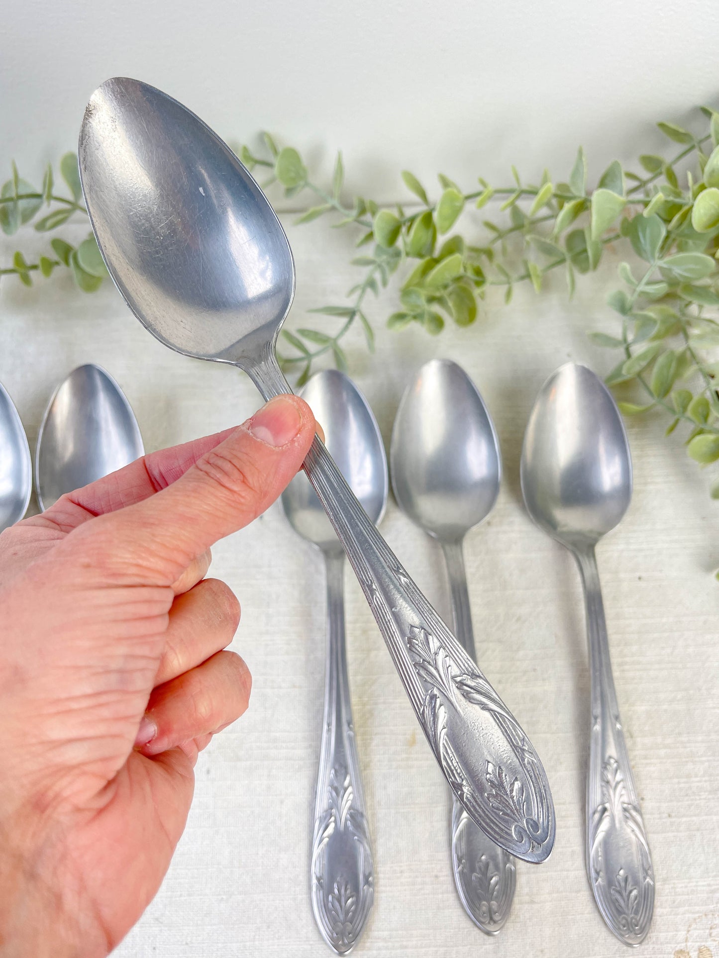 Ensemble de 7 cuillères à soupe vintage argenté Aluminonickel